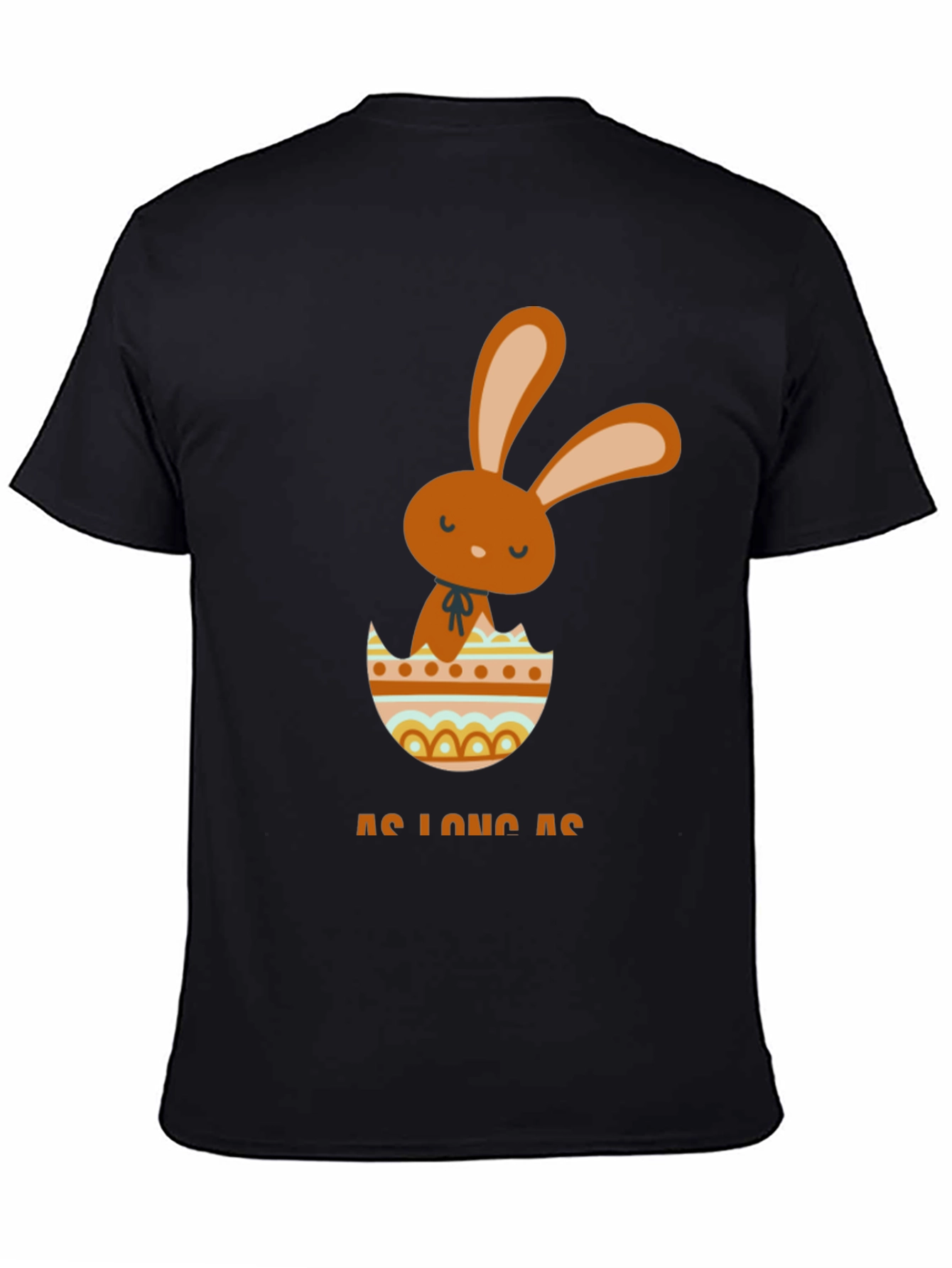 Easter Bunny Egg Graphic Tee - Black Cotton T-Shirt