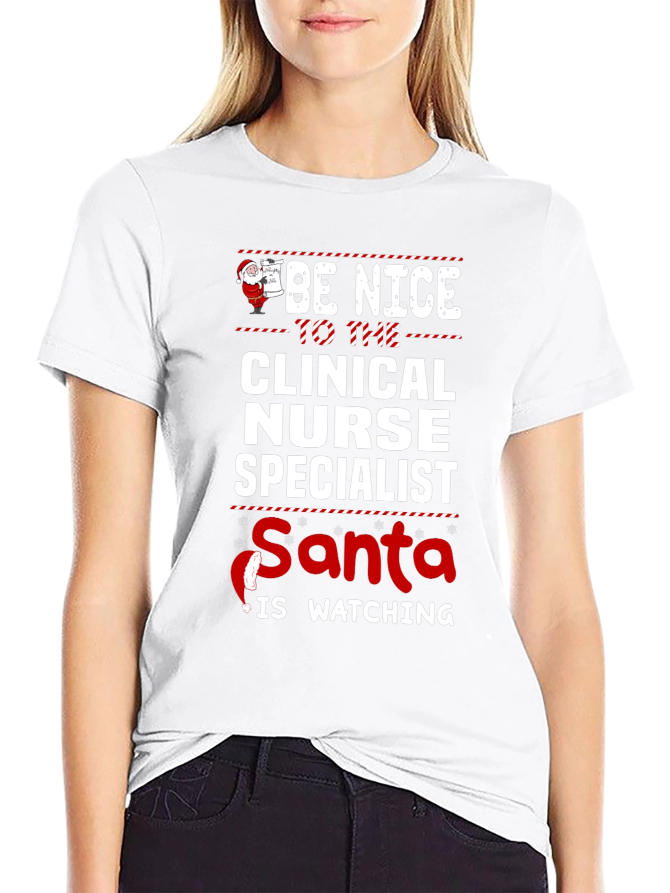 Clinical Nurse Specialist Santa Watching T-Shirt