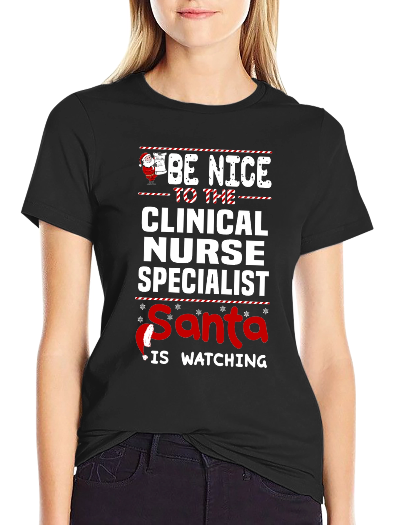 Clinical Nurse Specialist Santa Watching T-Shirt