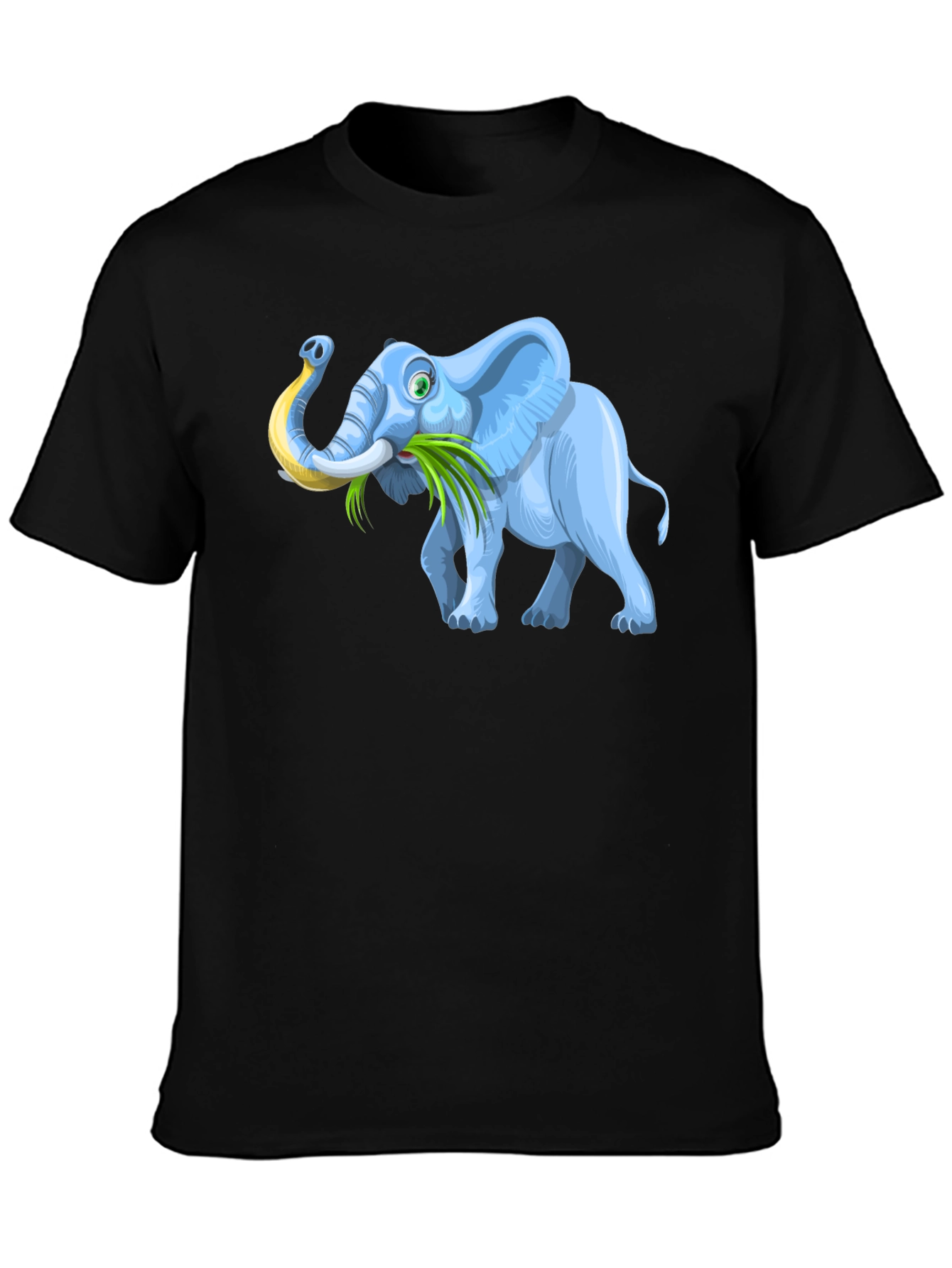 Cartoon Elephant Graphic Tee - Black Casual T-Shirt