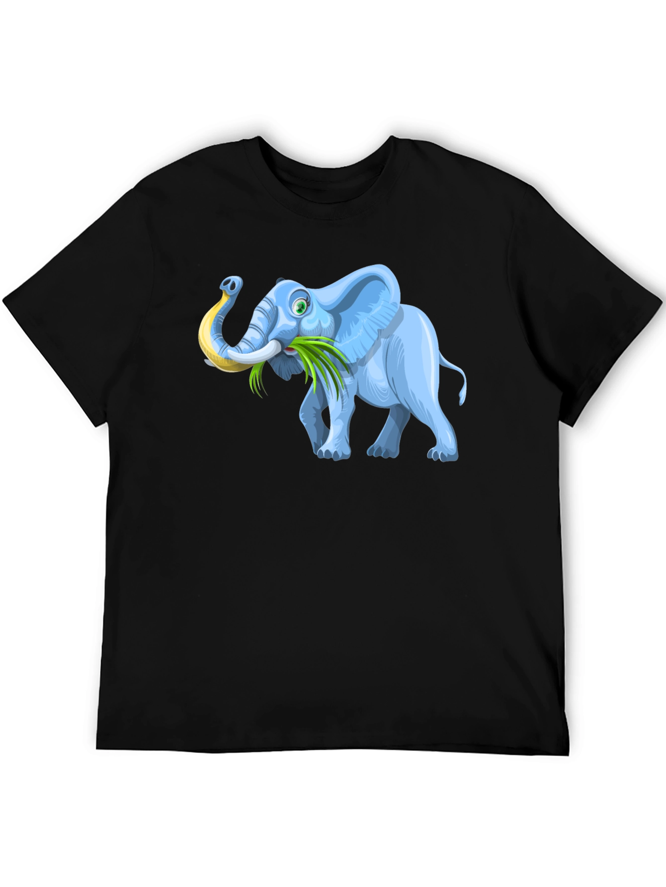 Cartoon Elephant Graphic Tee - Black Casual T-Shirt