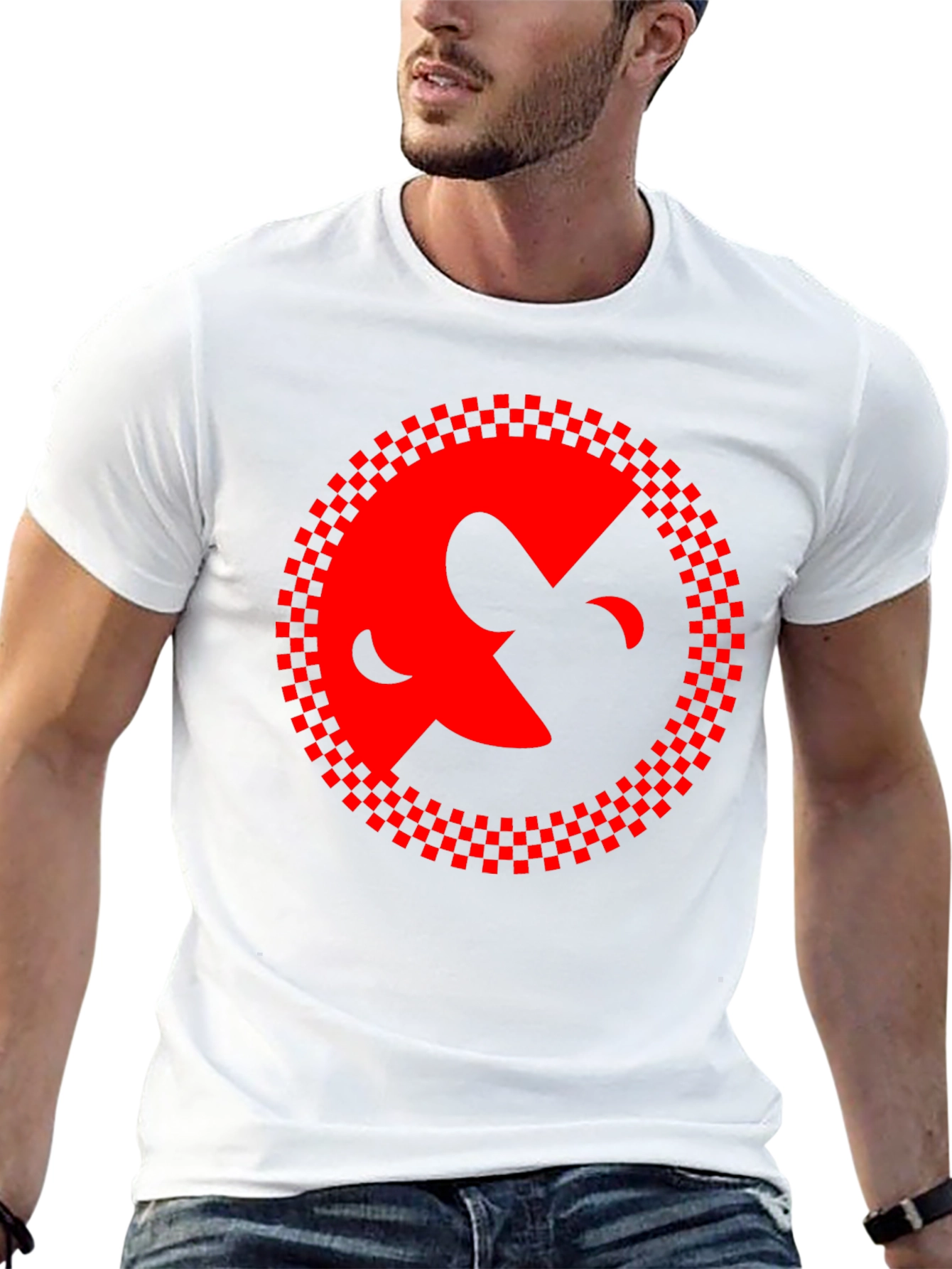 Abstract Face Graphic Black Tee