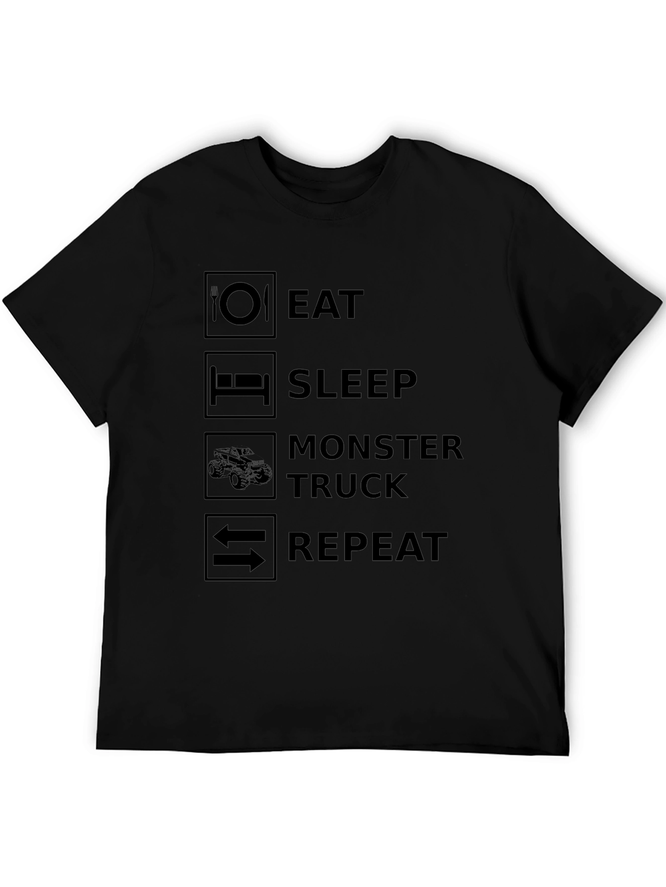 Eat Sleep Monster Truck Repeat Black T-Shirt