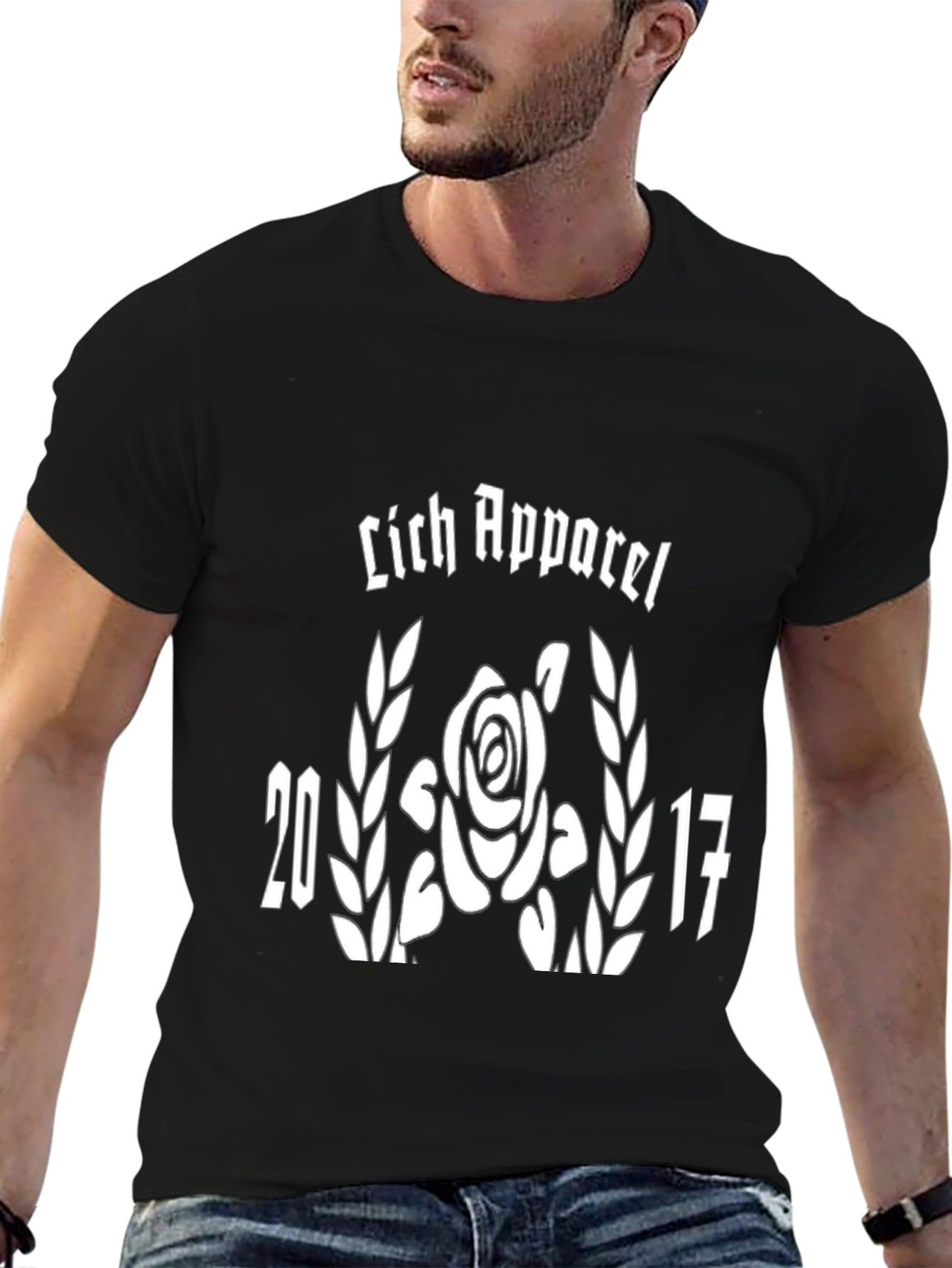 Lich Apparel Black T-Shirt Rose and 2017 Graphic