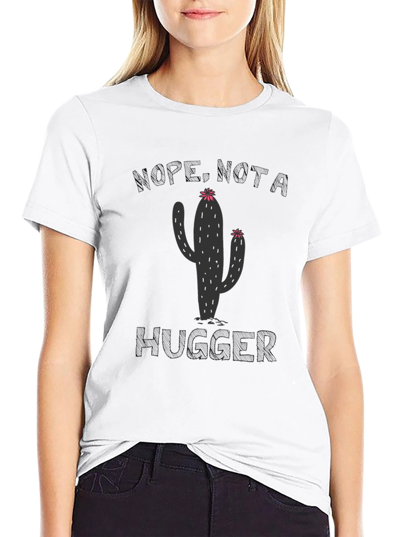 Nope Just A Hugger Cactus Graphic Tee