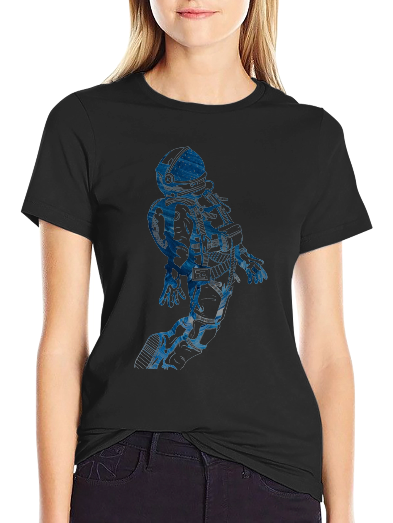 Astronaut Graphic Tee - Black Cotton Blend