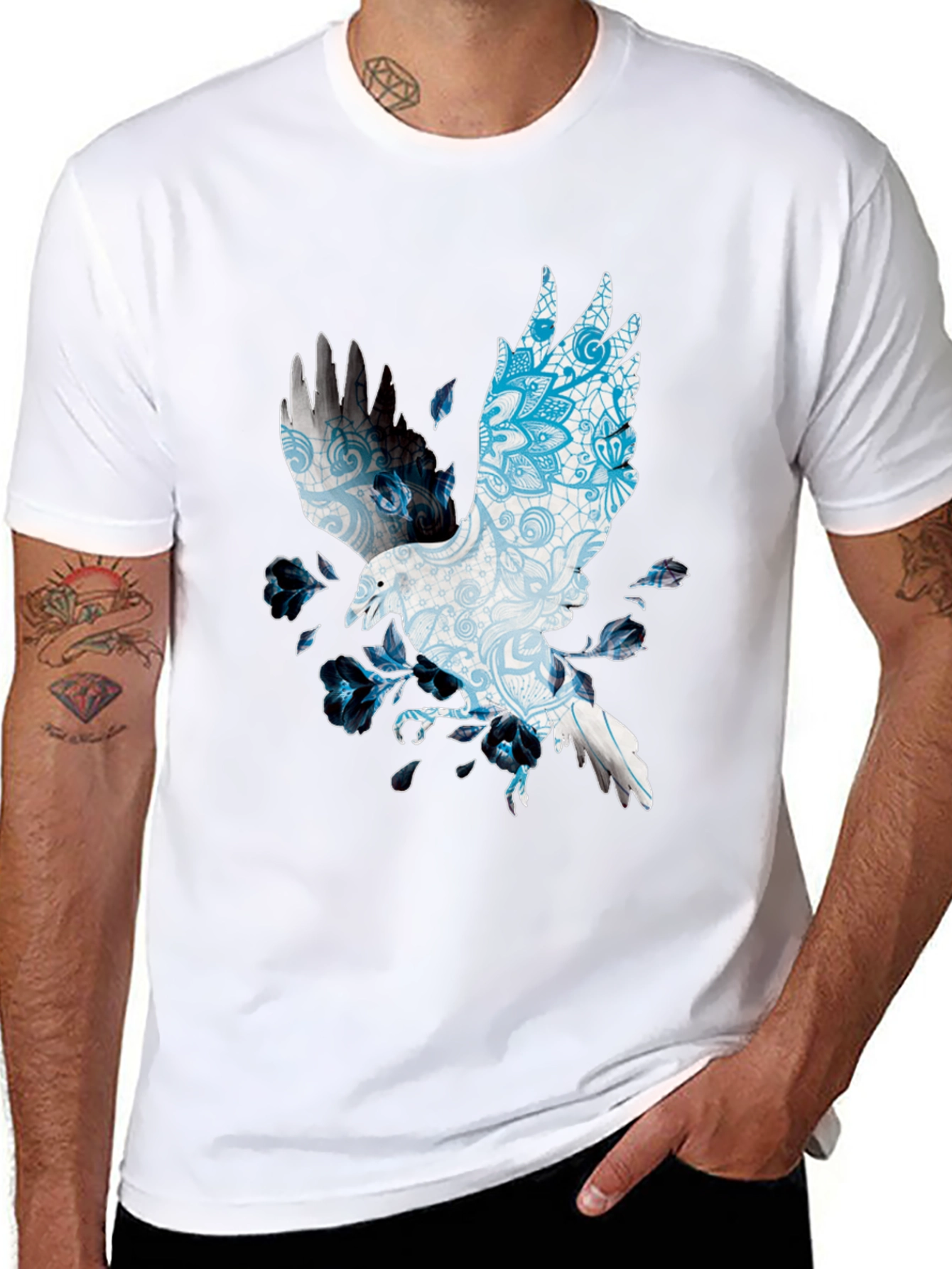 Raven Mandala Print Black T-Shirt