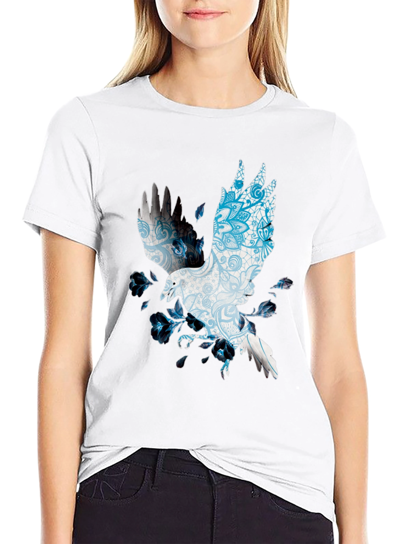 Raven Mandala Print Black T-Shirt