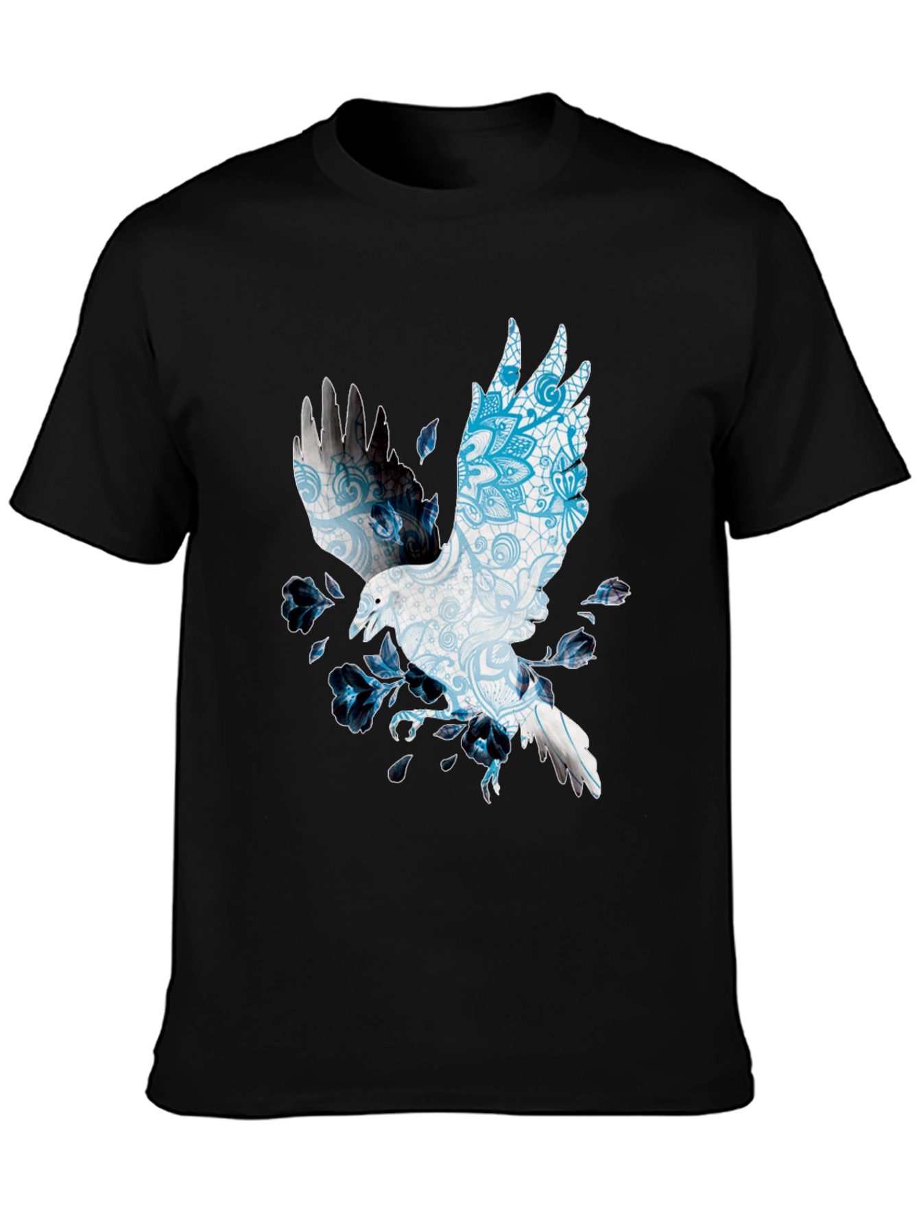 Raven Mandala Print Black T-Shirt