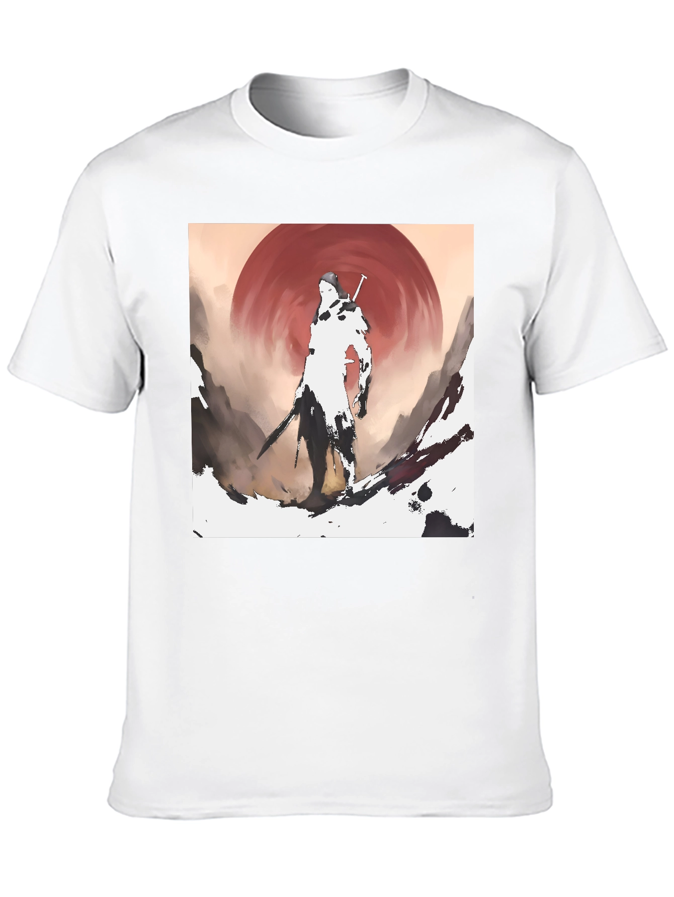 Samurai Sunset Graphic Tee - Stylish Ink Print