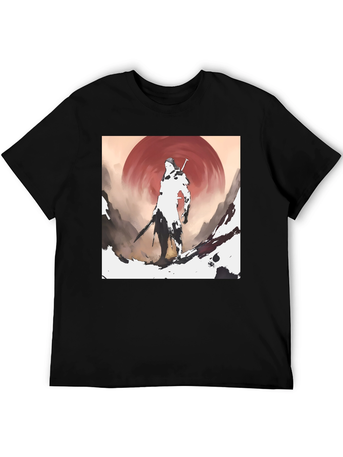 Samurai Sunset Graphic Tee - Stylish Ink Print