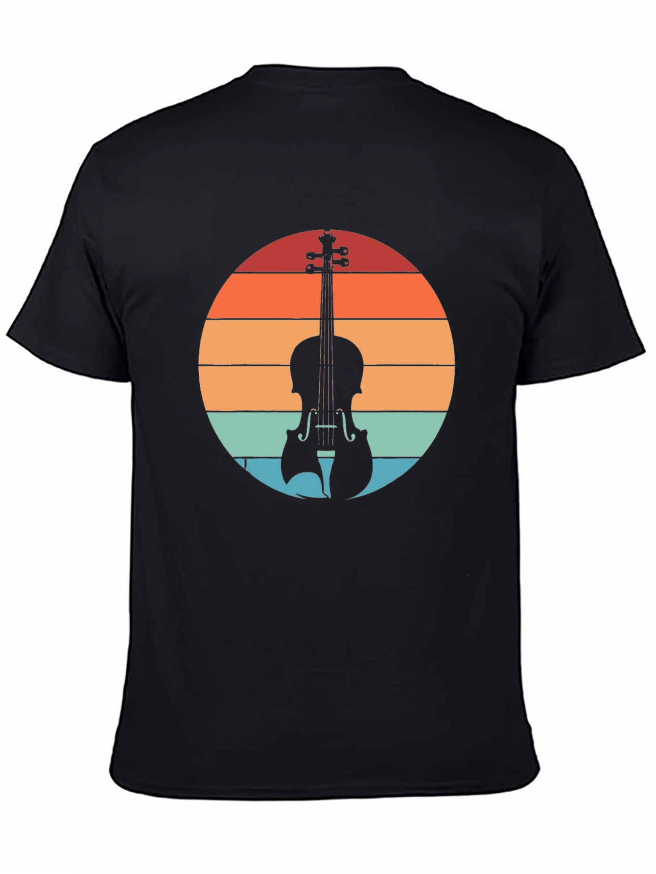 Retro Violin Sunset Graphic Tee - Musical Instrument T-Shirt