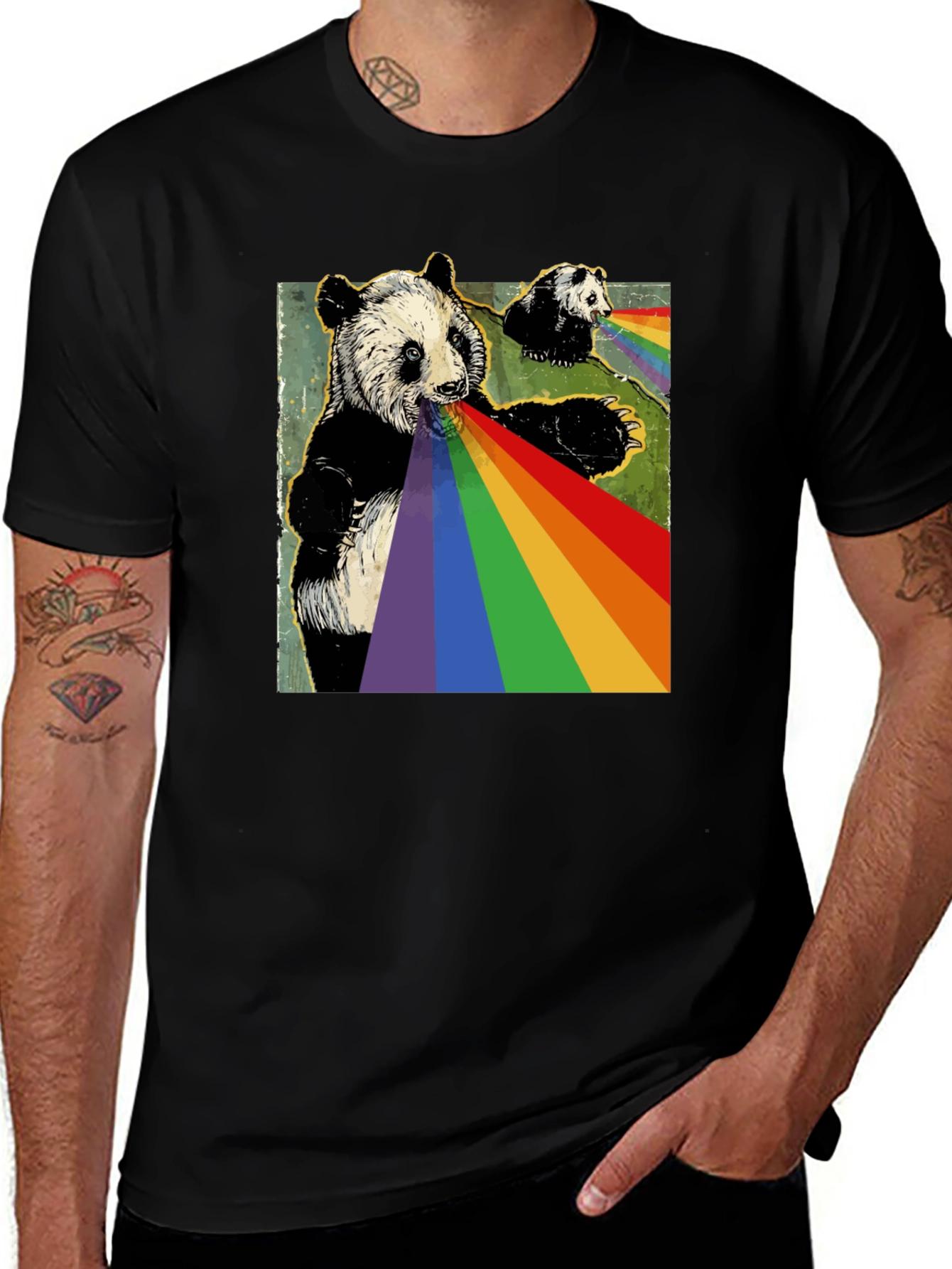 Panda Rainbow T-Shirt - Unique Graphic Tee