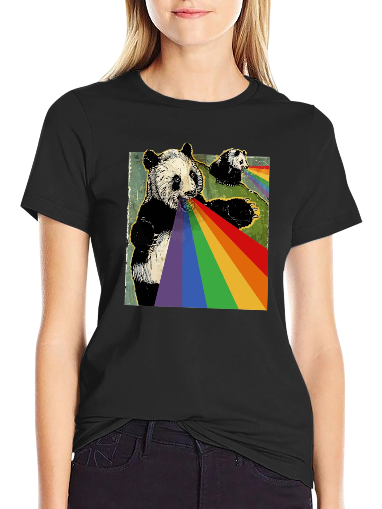 Panda Rainbow T-Shirt - Unique Graphic Tee
