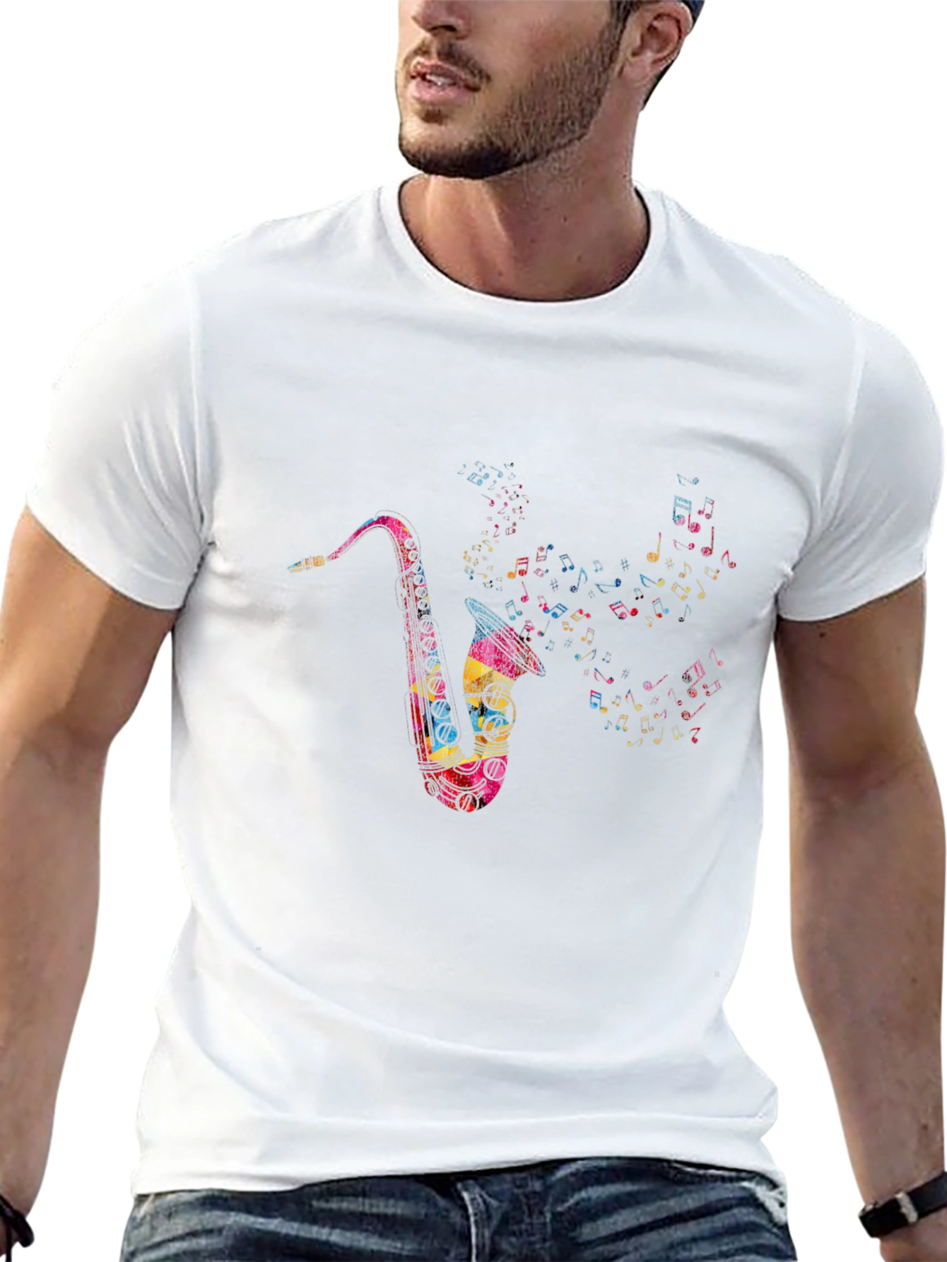 Saxophone Music Note T-Shirt - Mens