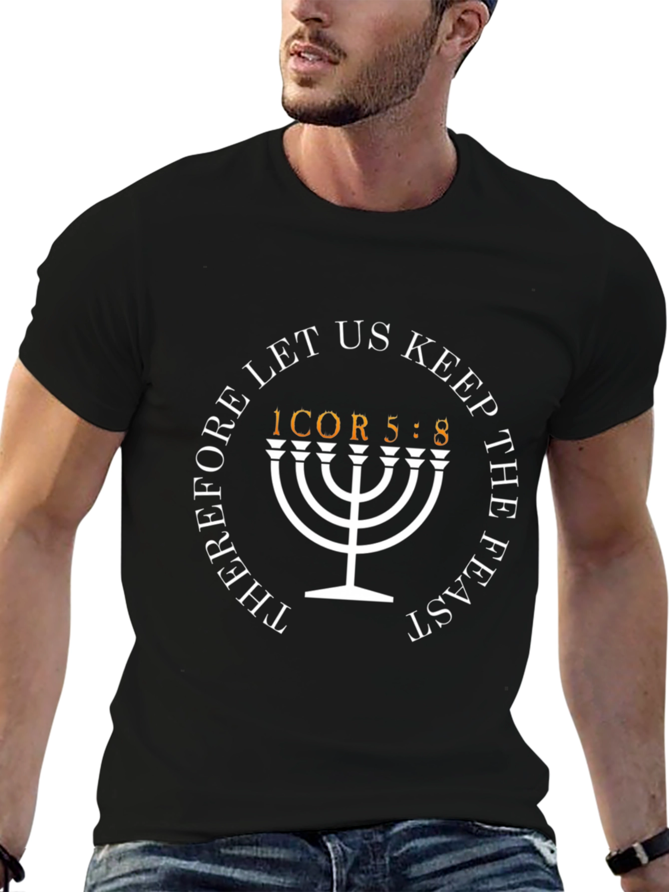 Christian Menorah Graphic T-Shirt