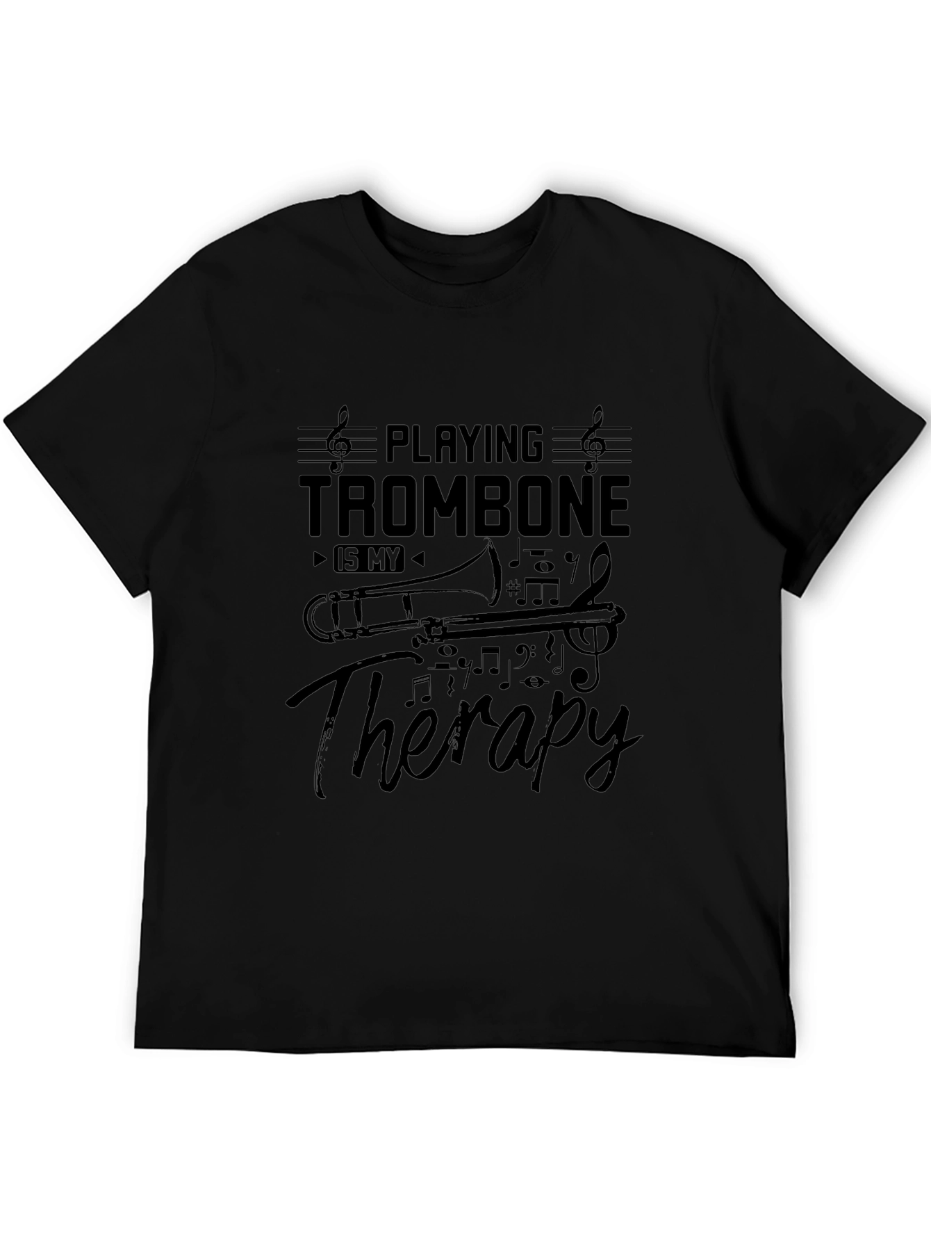 Trombone Therapy Black T-Shirt - Musicians Tee