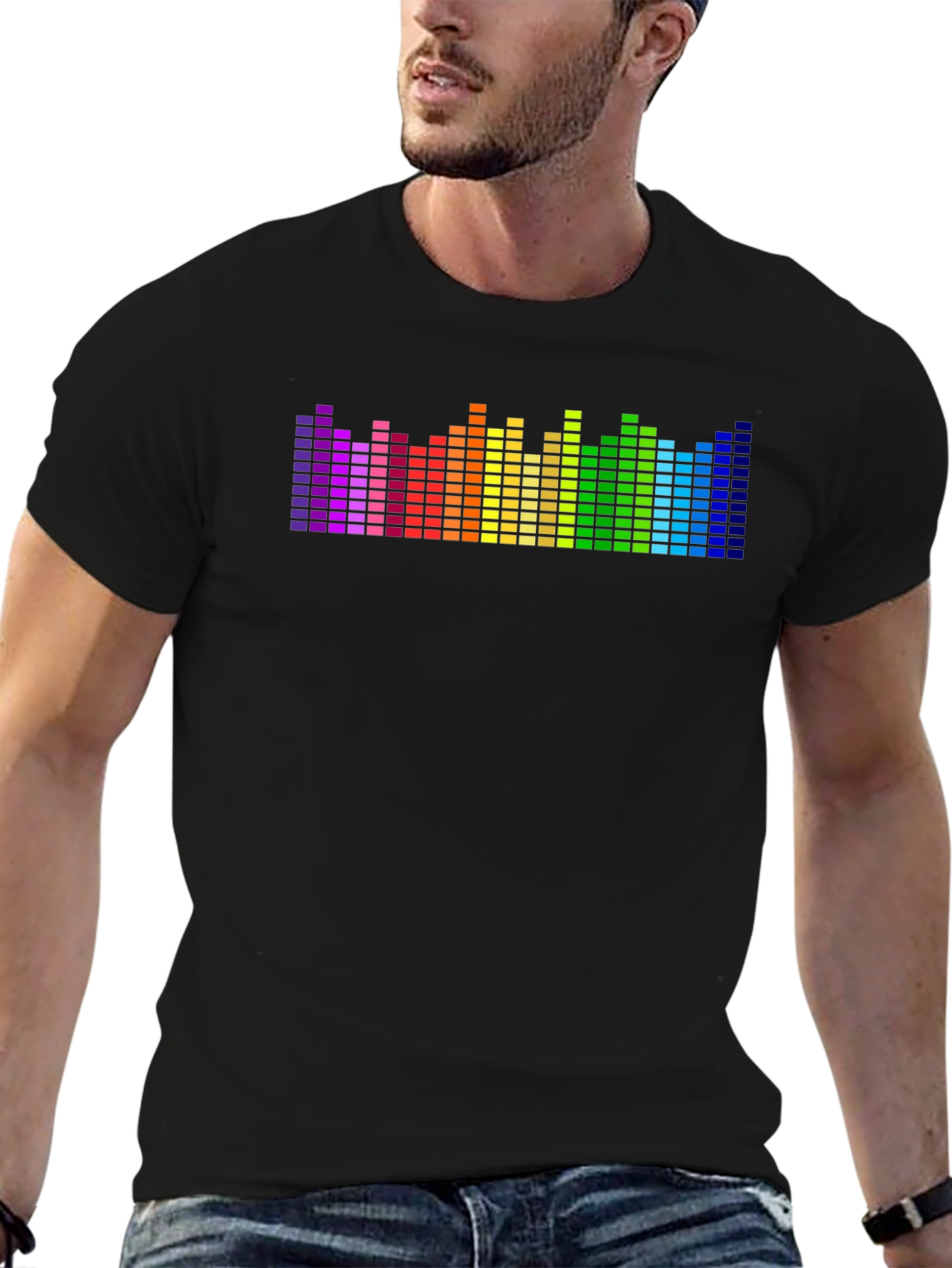 Rainbow Equalizer Graphic Black T-Shirt