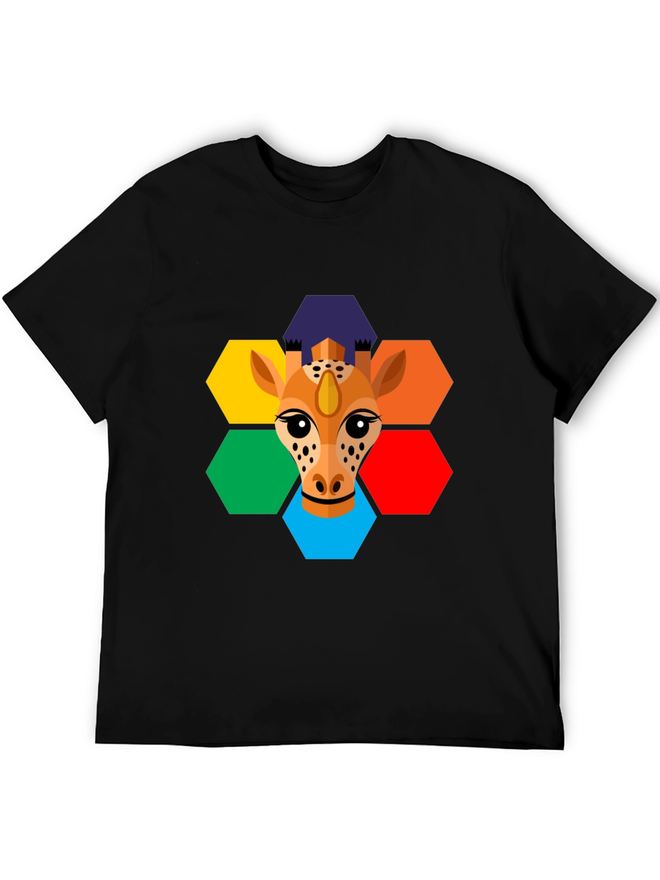 Geometric Giraffe Graphic Tee - Unisex Black T-Shirt