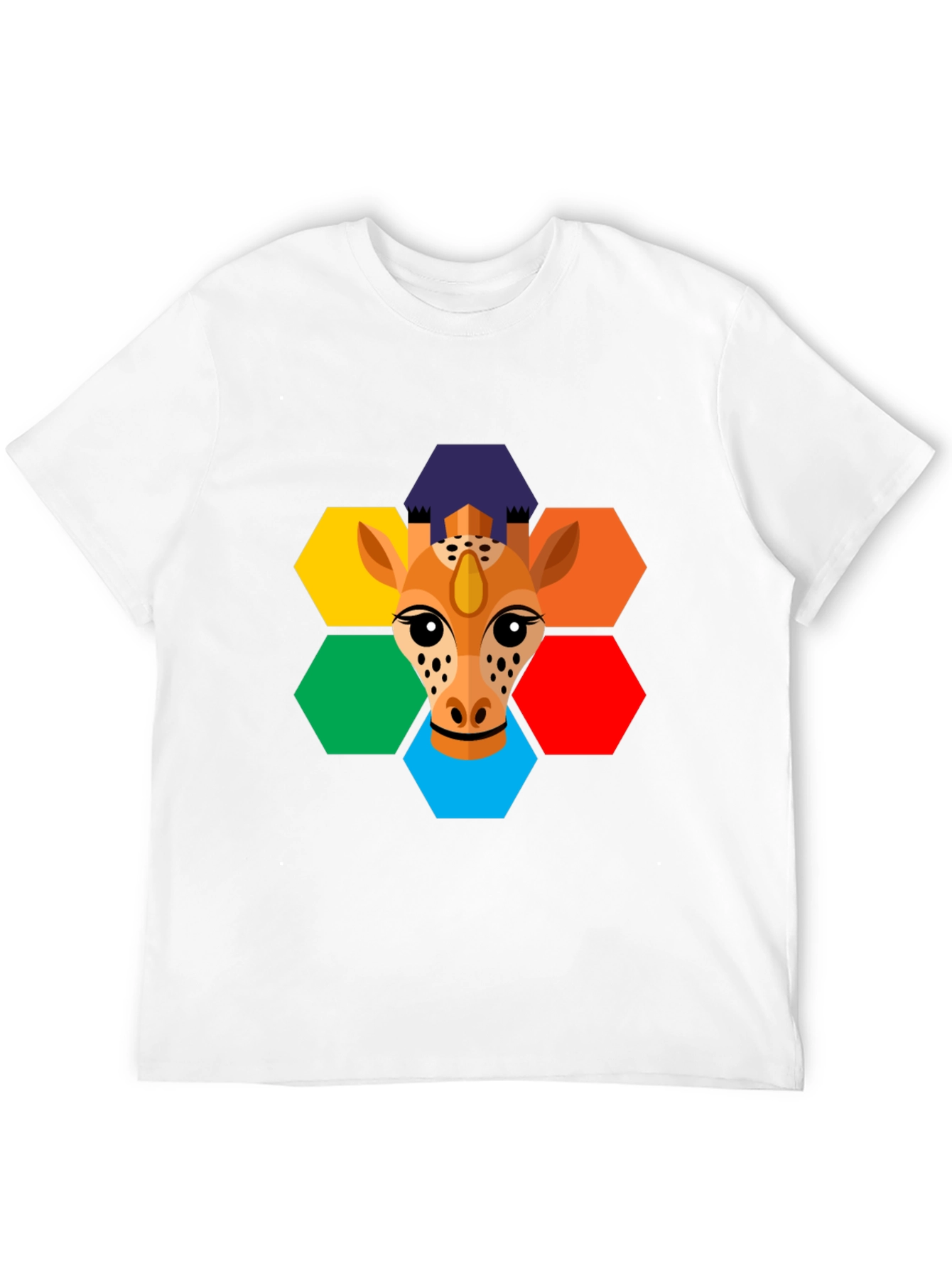 Geometric Giraffe Graphic Tee - Unisex Black T-Shirt