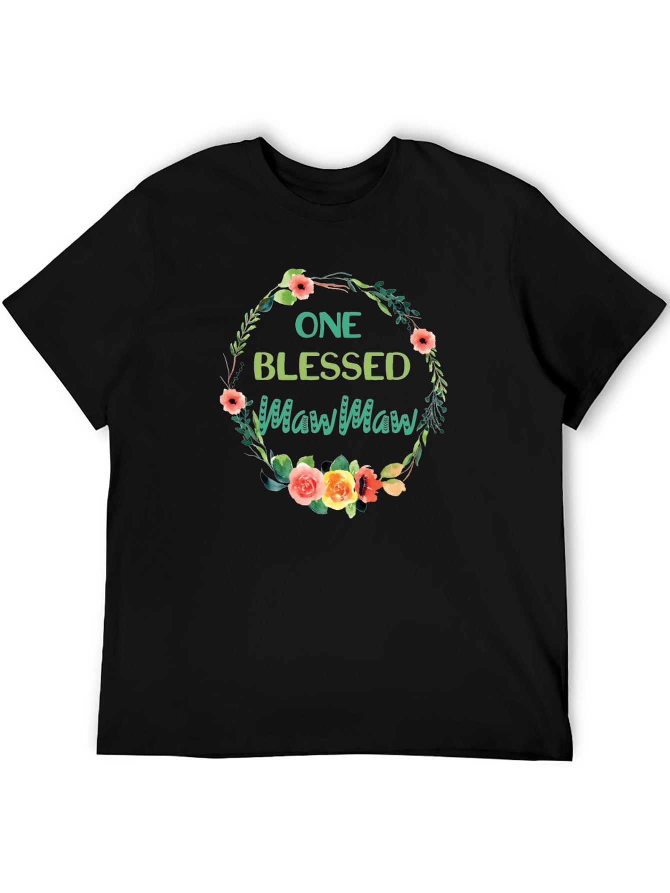 Blessed MawMaw Floral Wreath T-Shirt