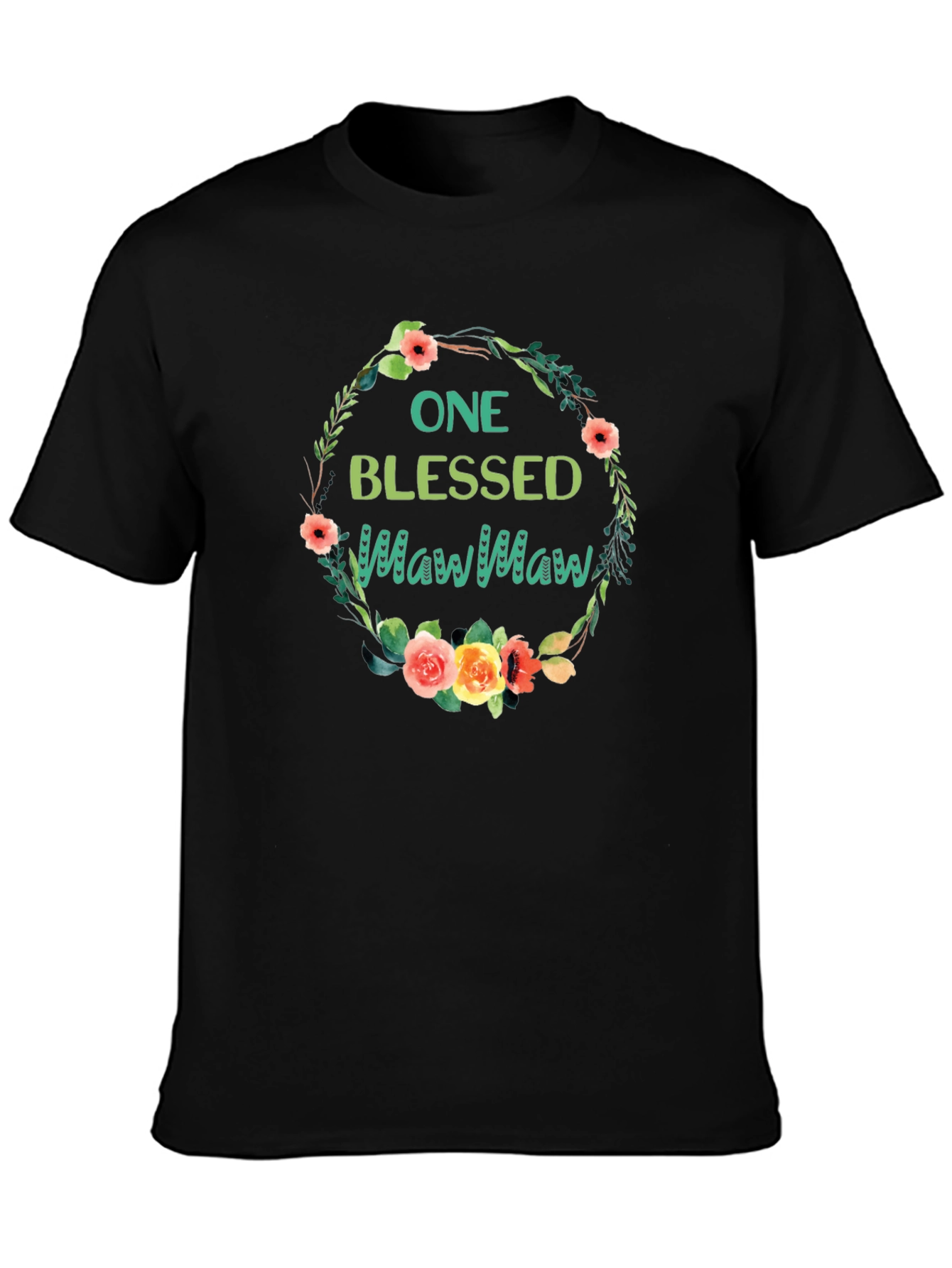 Blessed MawMaw Floral Wreath T-Shirt