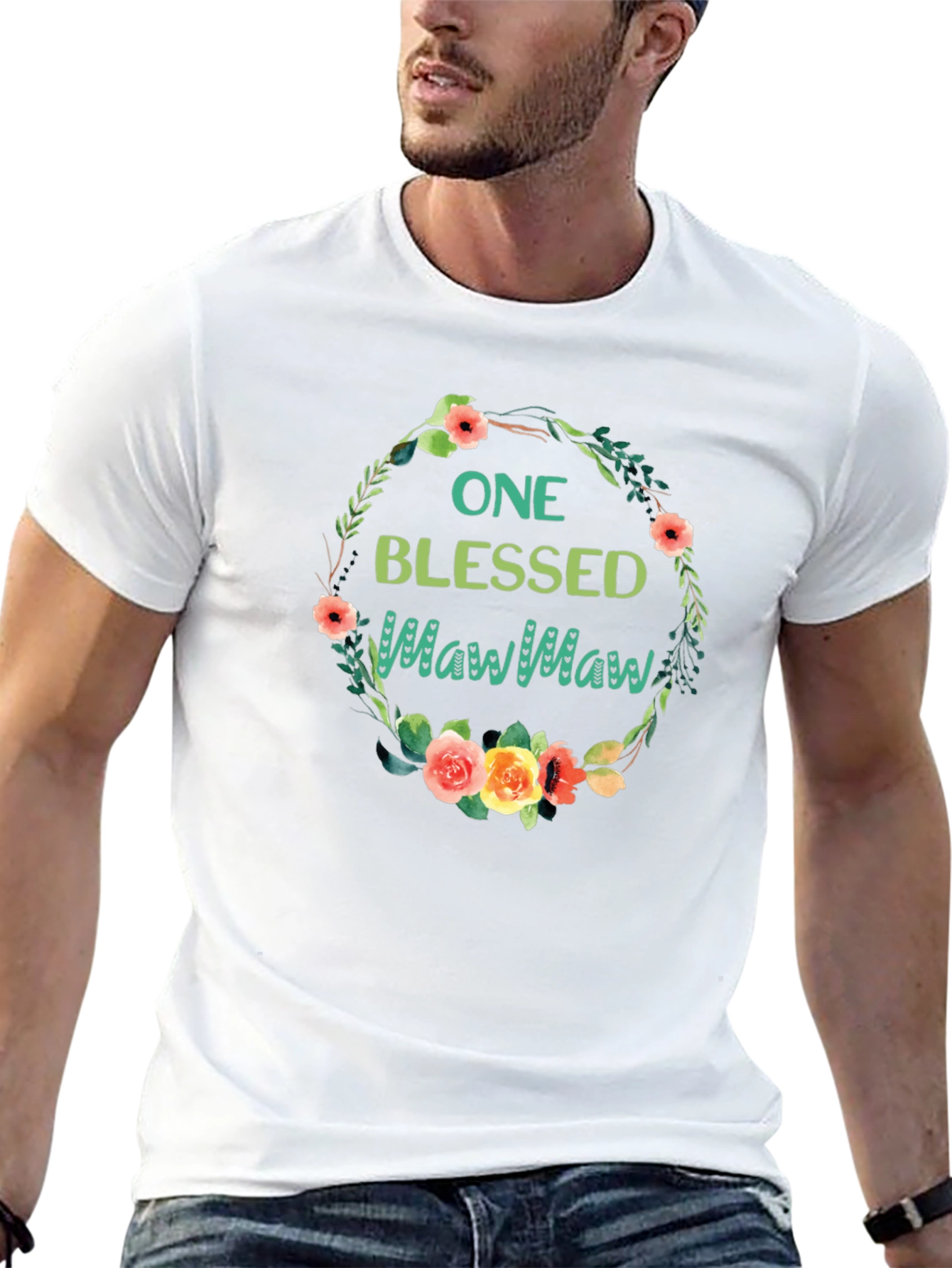 Blessed MawMaw Floral Wreath T-Shirt