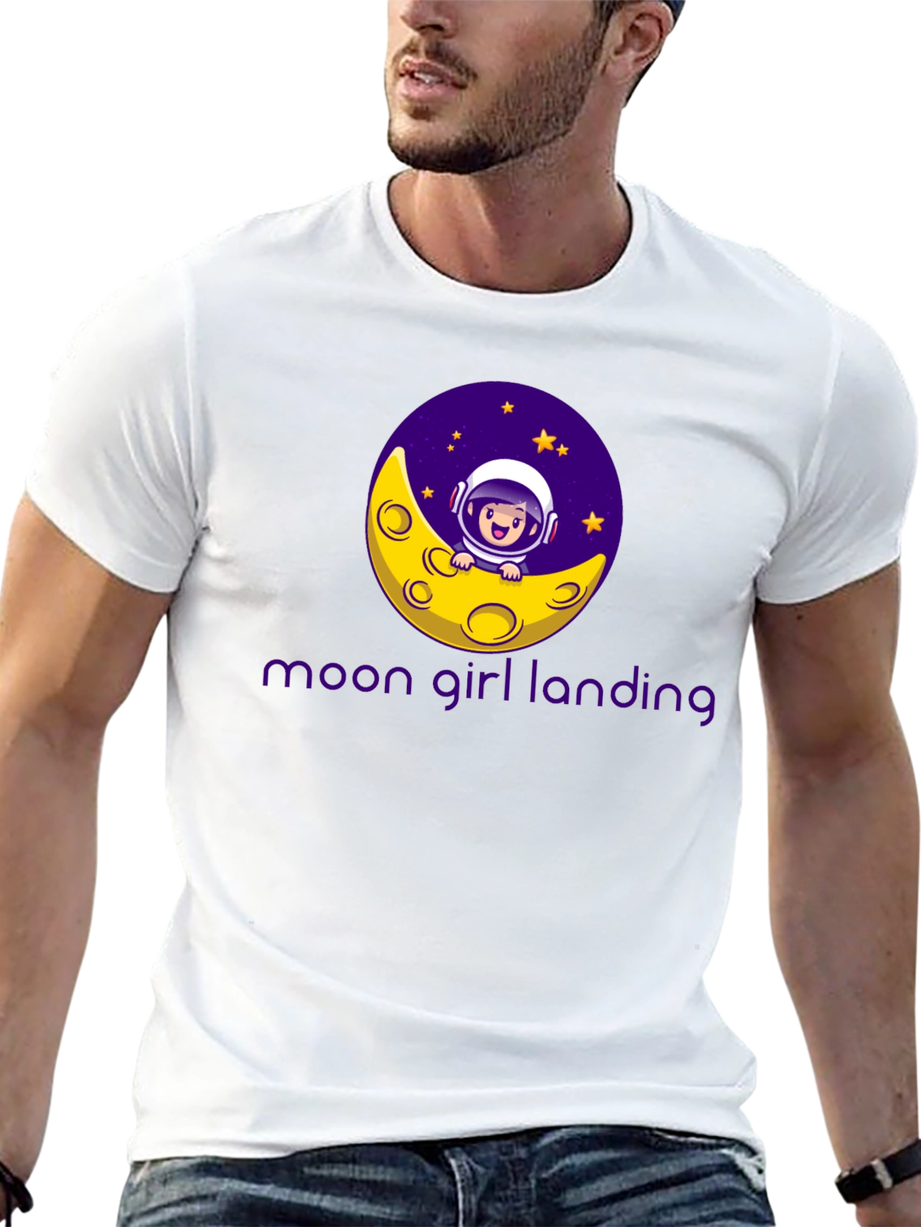 Moon Girl Landing Black T-Shirt
