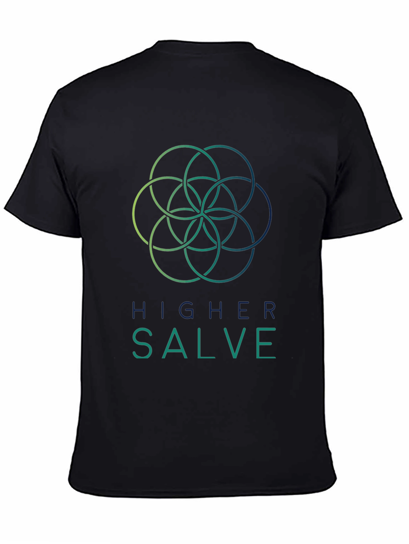 Higher Salve Black T-Shirt with Geometric Design