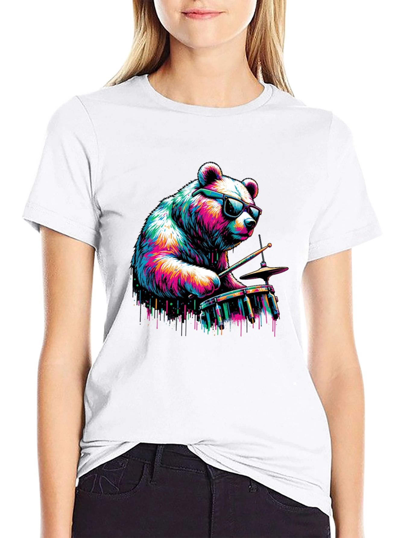 Bear Drummer Graphic Tee - Cool & Unique Design