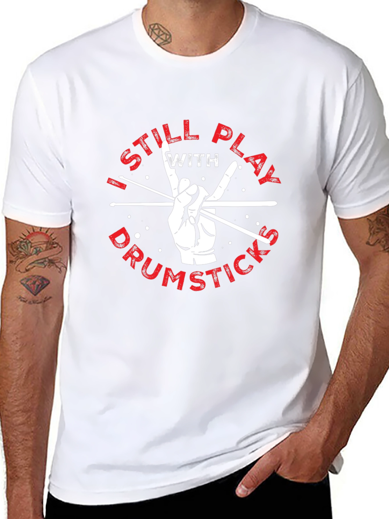 I Still Play with Drumsticks Black T-Shirt