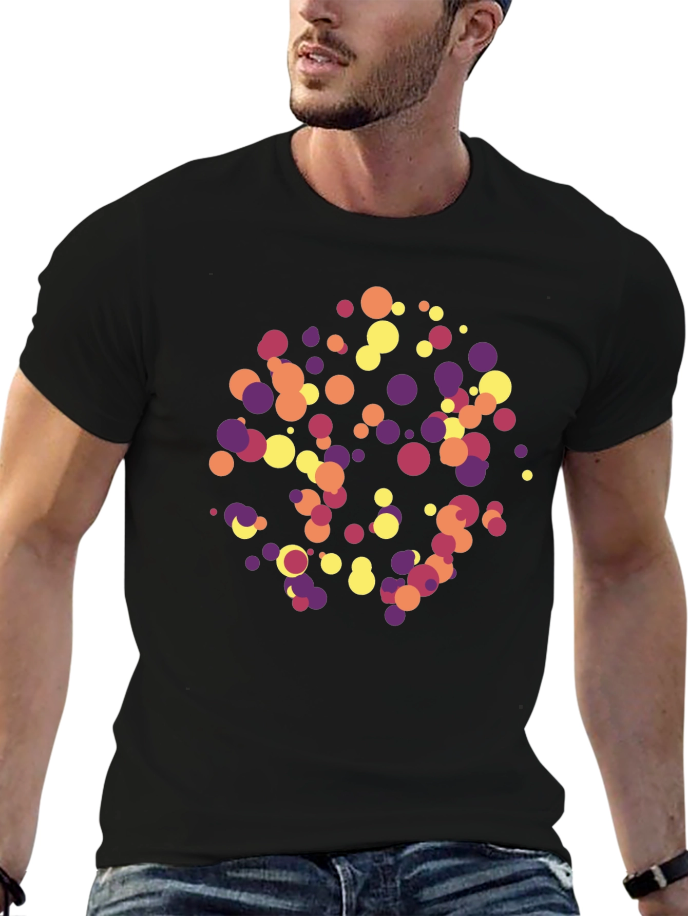 Abstract Dot Pattern Black T-Shirt