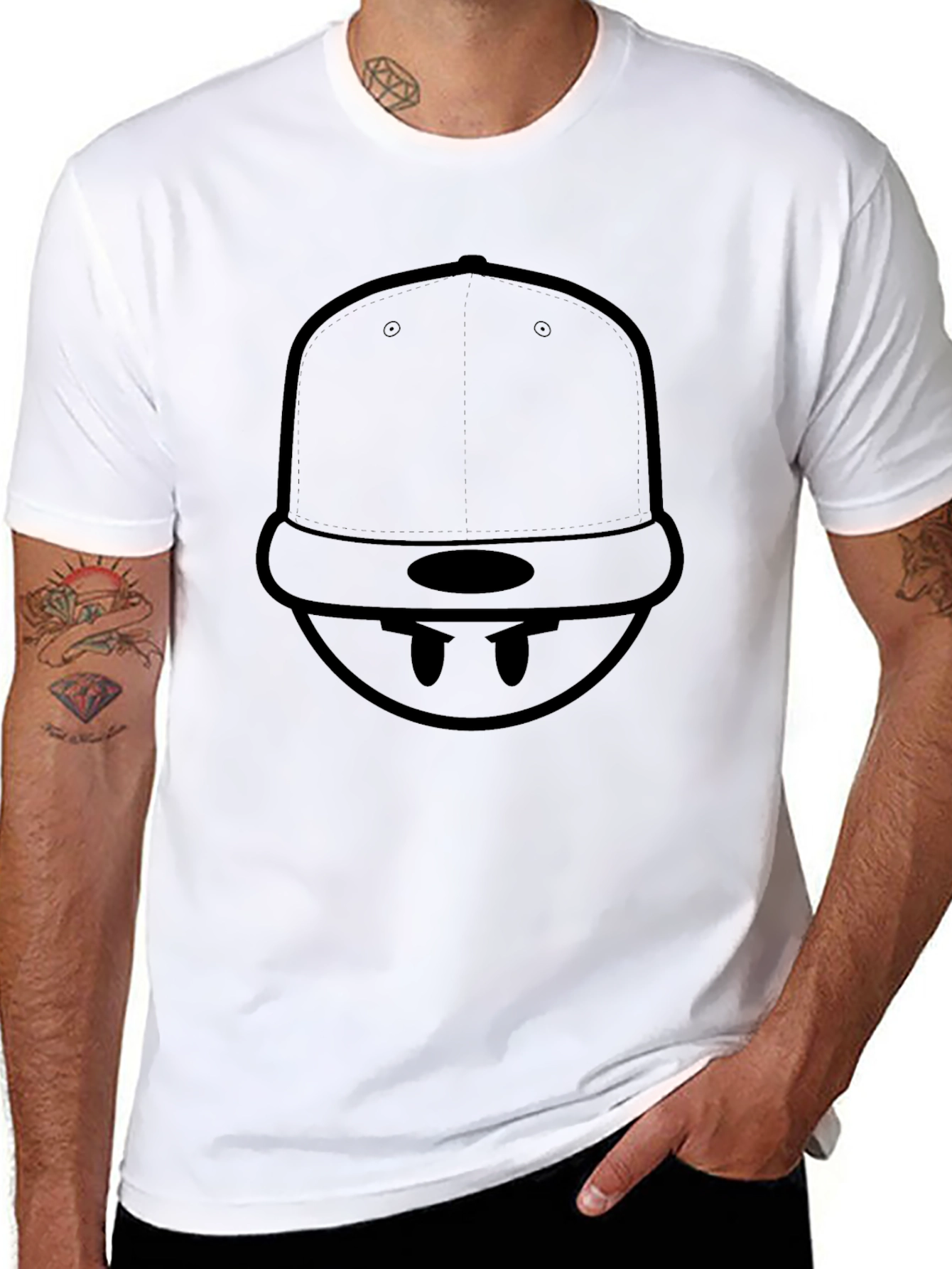 Cool Graphic Tee - Minimalist Hat Dude