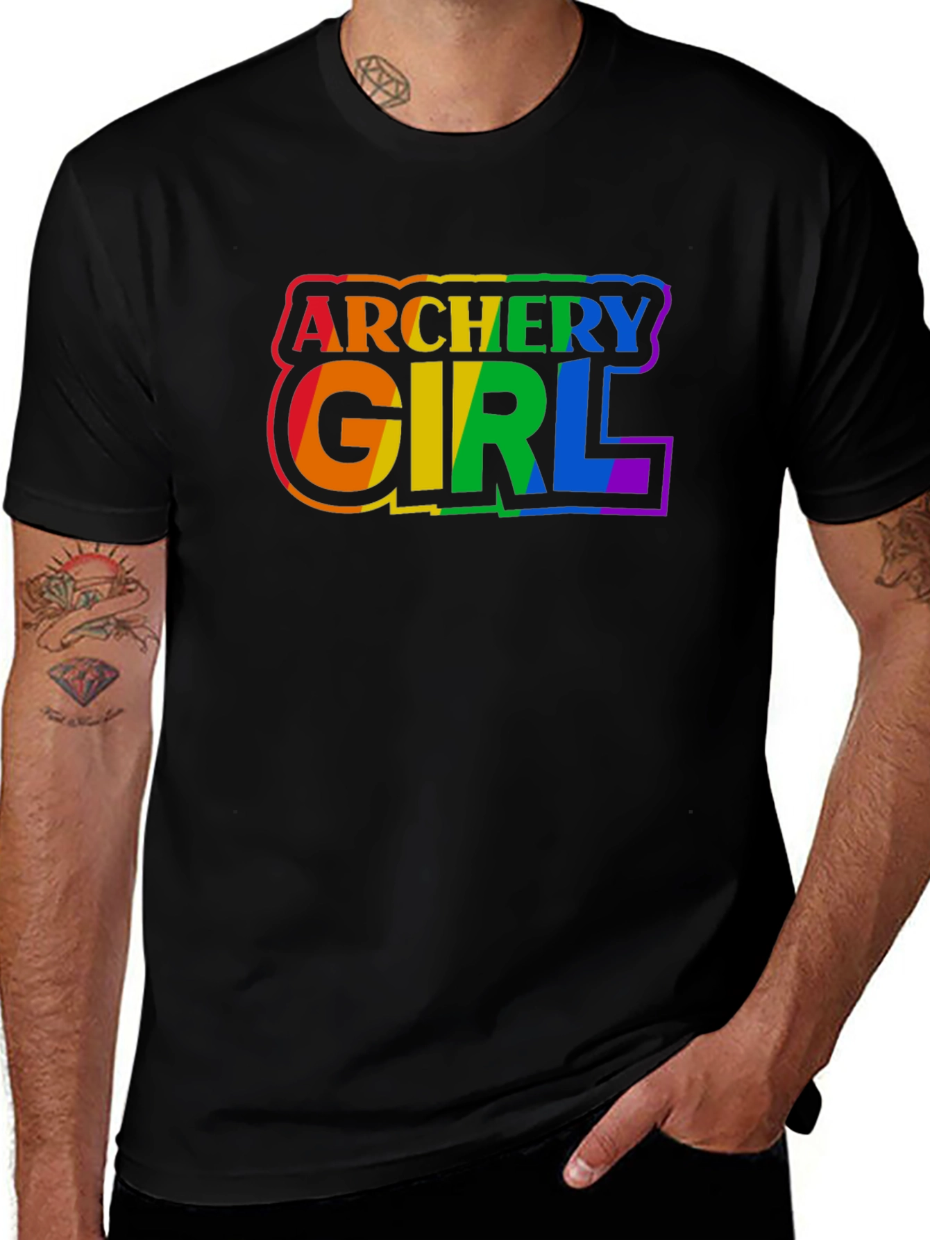 Archery Girl Pride T-Shirt - Rainbow Graphic Tee