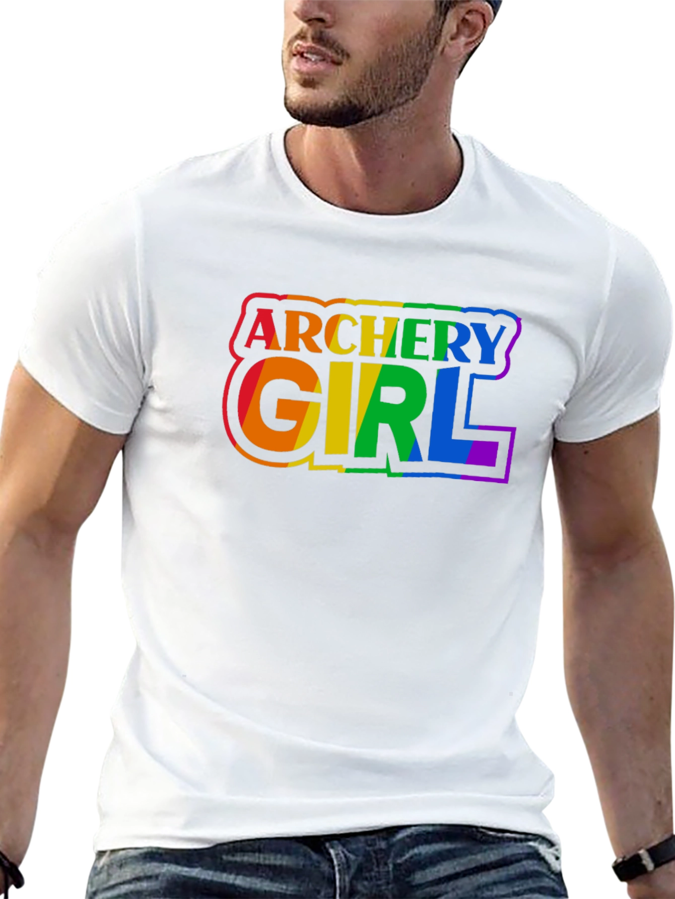 Archery Girl Pride T-Shirt - Rainbow Graphic Tee