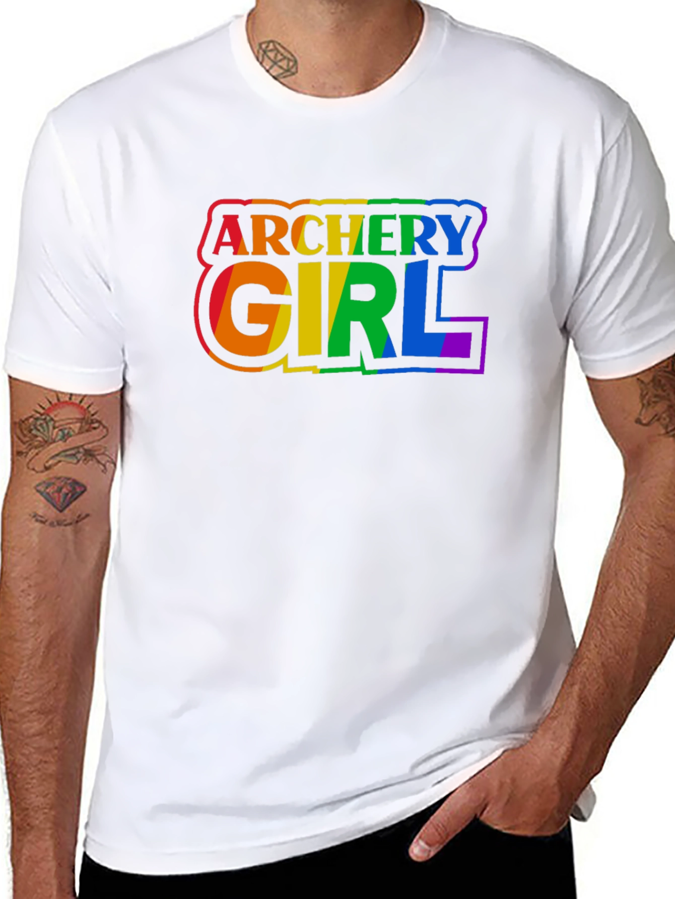 Archery Girl Pride T-Shirt - Rainbow Graphic Tee