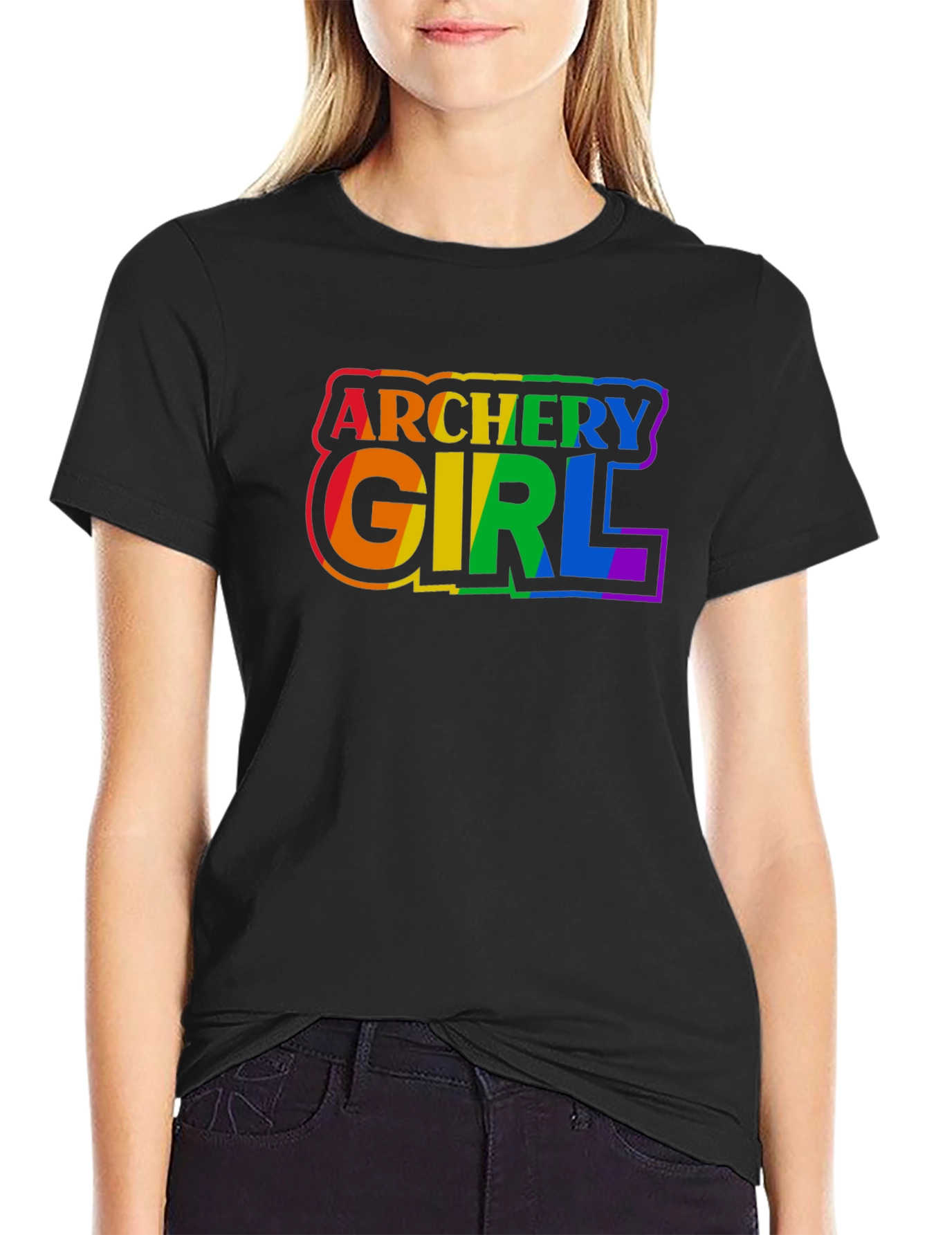 Archery Girl Pride T-Shirt - Rainbow Graphic Tee