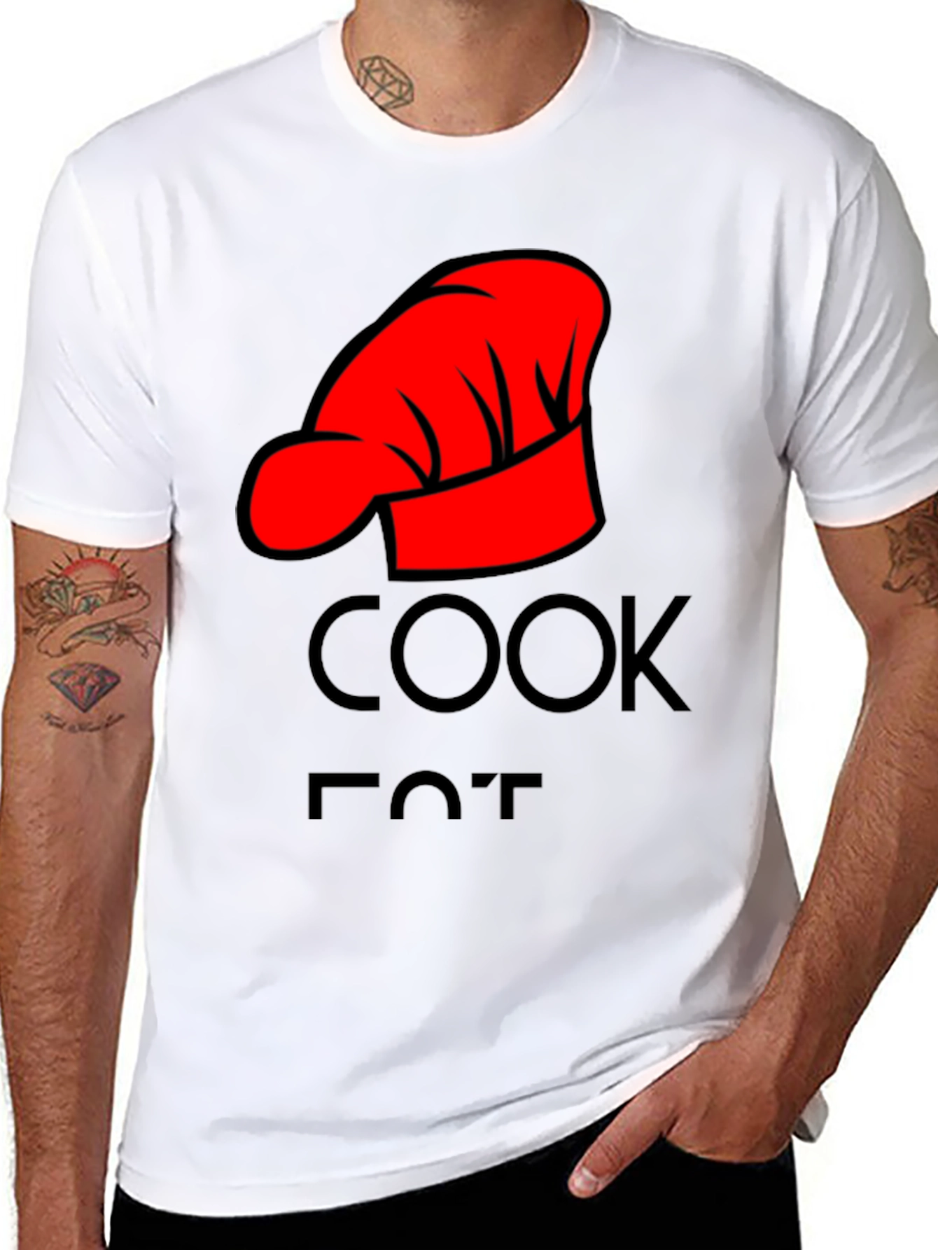 Cook Hat Graphic Tee - Black Cotton Comfort