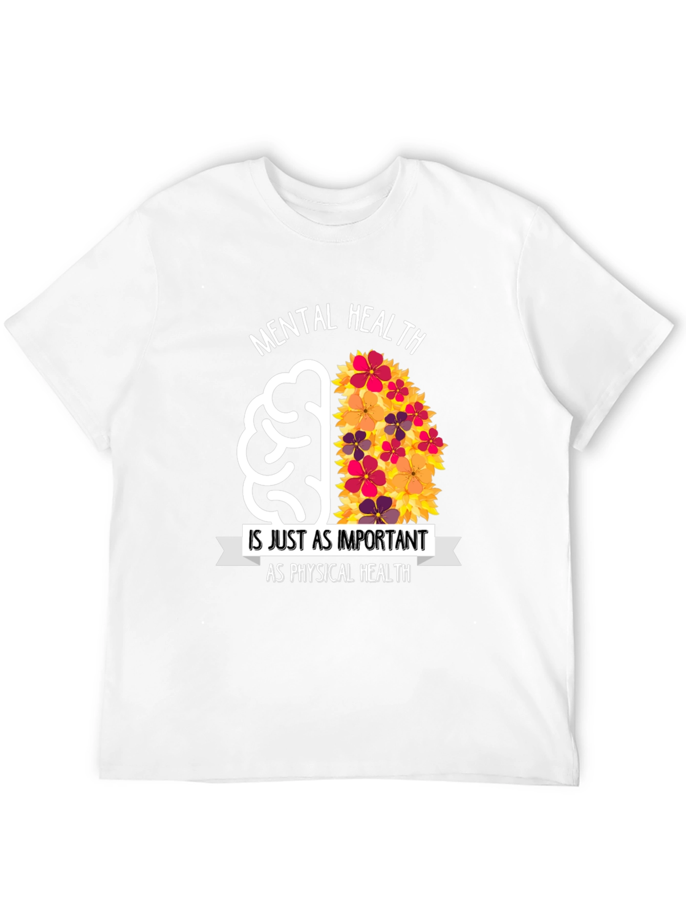 Mental Health Awareness T-Shirt - Floral Brain Design