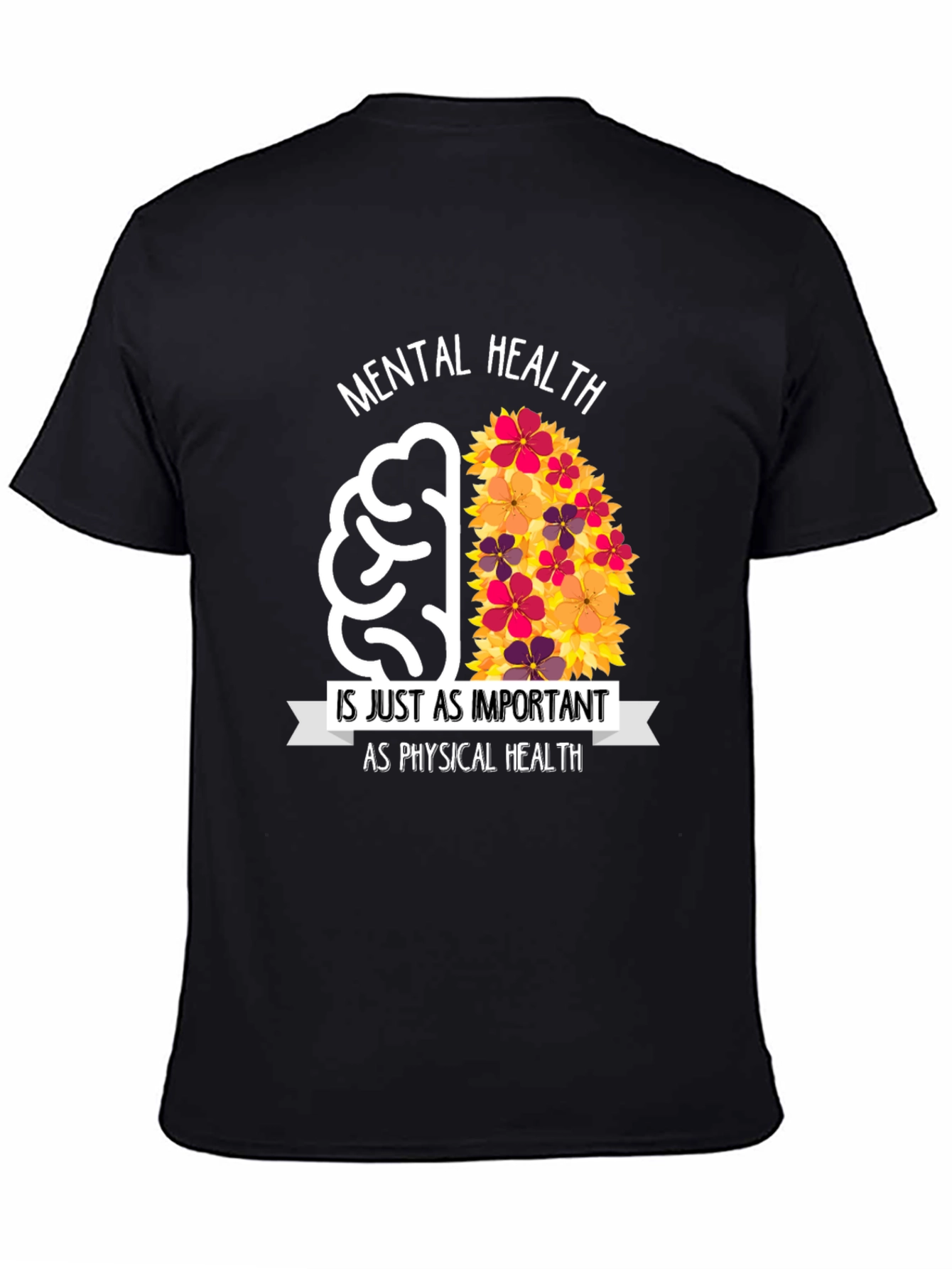 Mental Health Awareness T-Shirt - Floral Brain Design