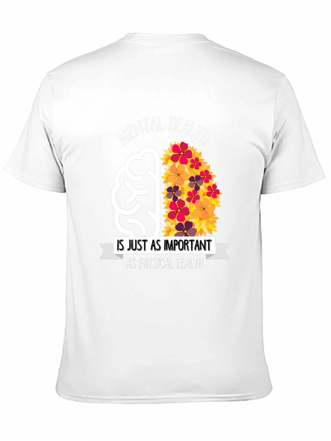 Mental Health Awareness T-Shirt - Floral Brain Design