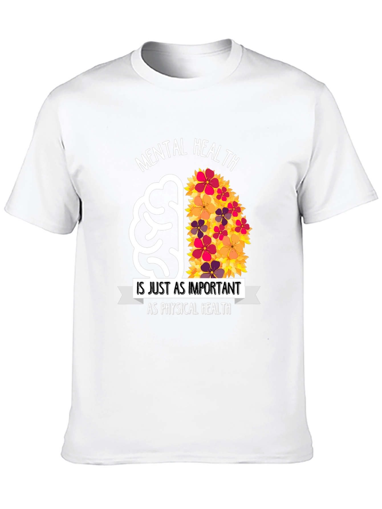 Mental Health Awareness T-Shirt - Floral Brain Design