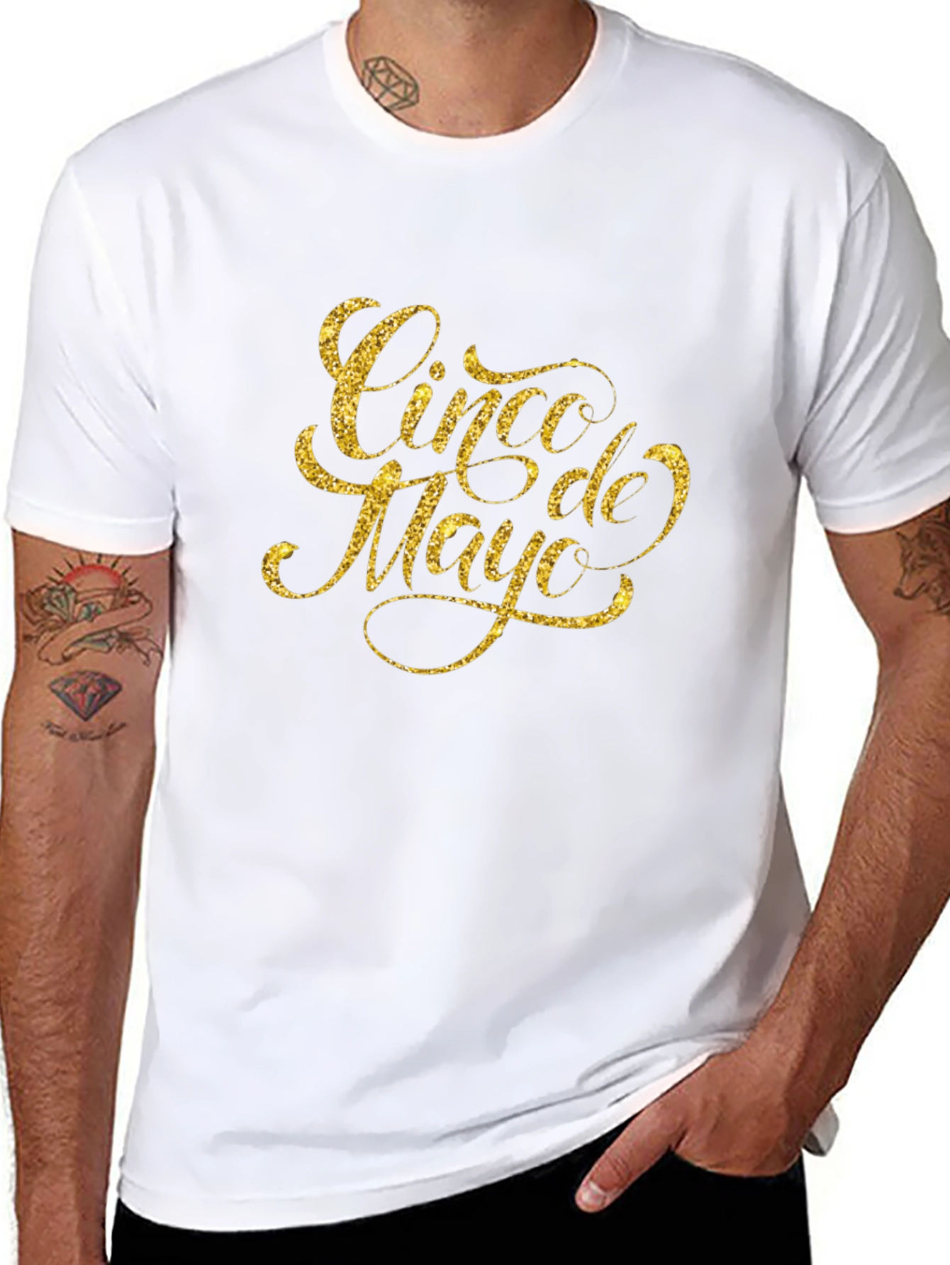 Cinco de Mayo Gold Glitter Graphic Tee