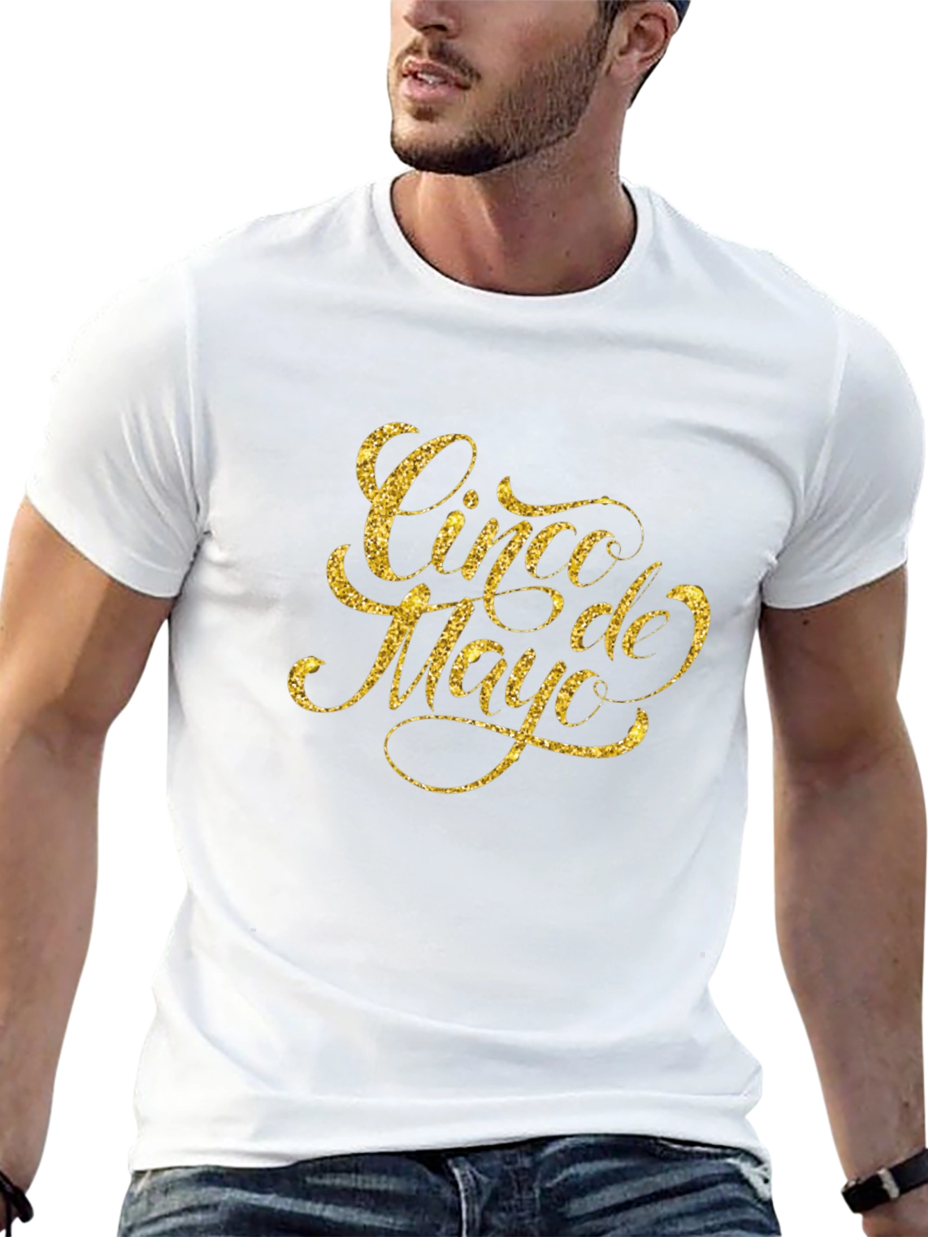 Cinco de Mayo Gold Glitter Graphic Tee