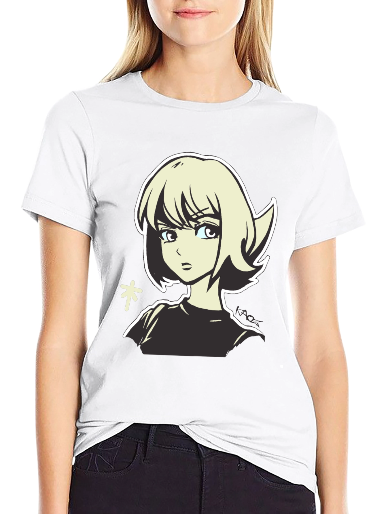Anime Girl Graphic Tee - Casual Black T-Shirt