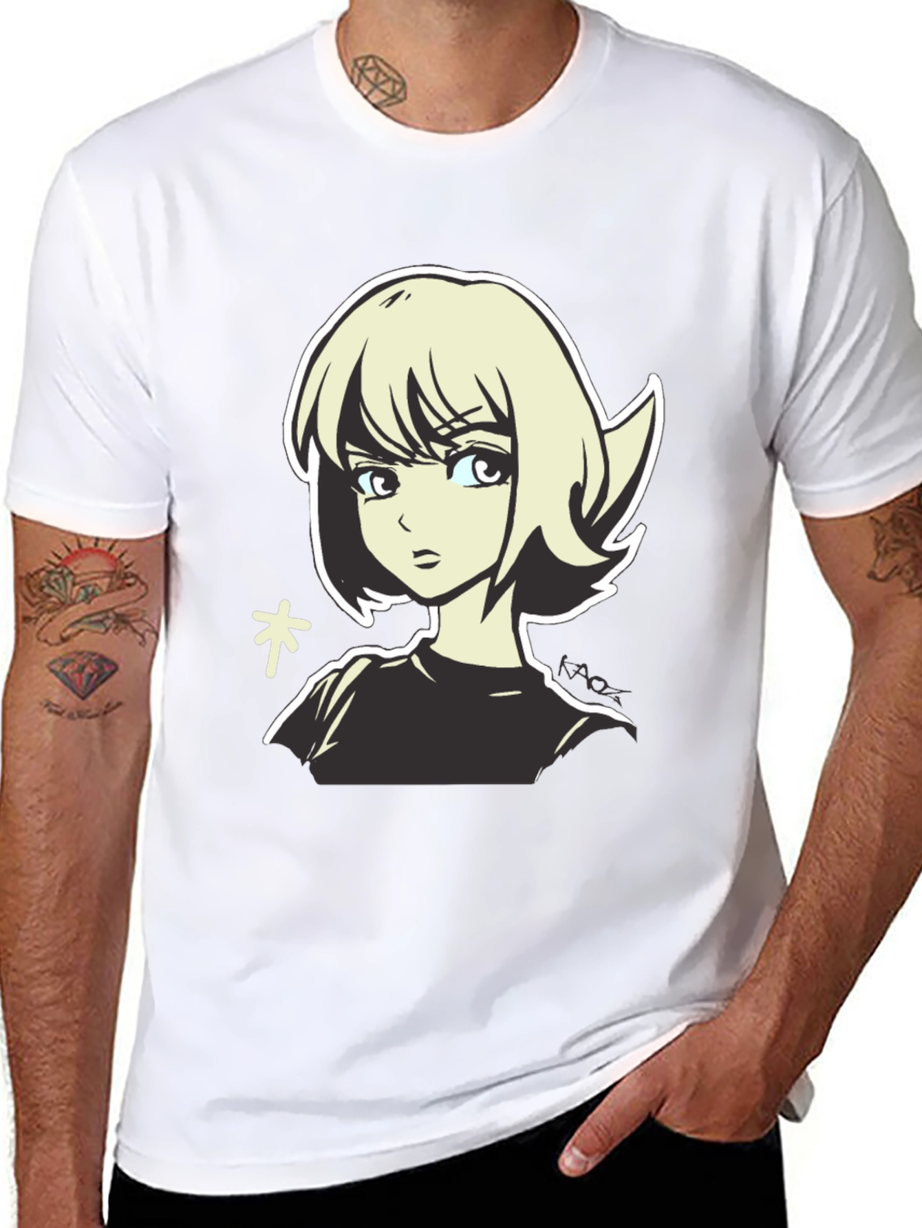 Anime Girl Graphic Tee - Casual Black T-Shirt