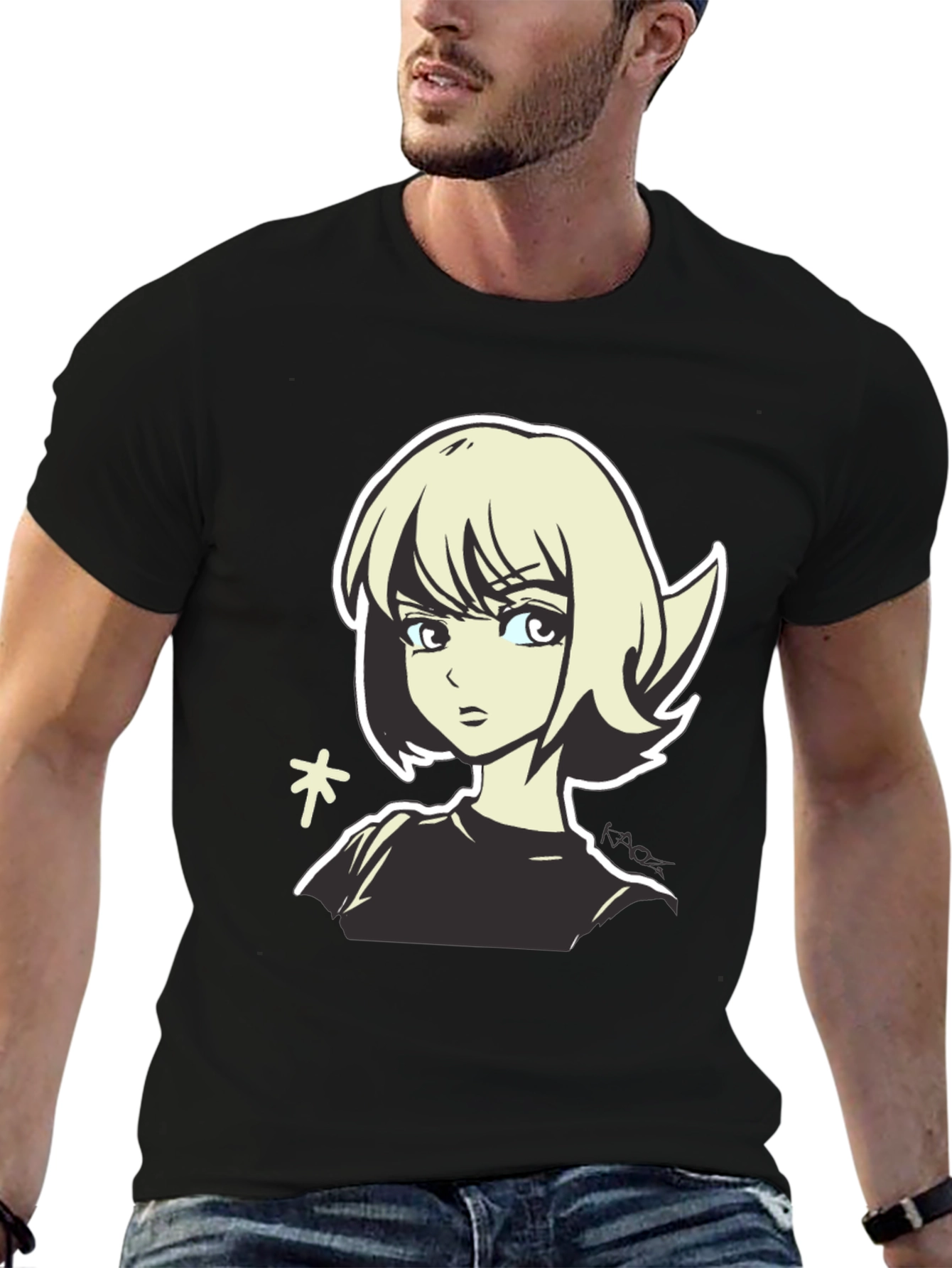 Anime Girl Graphic Tee - Casual Black T-Shirt