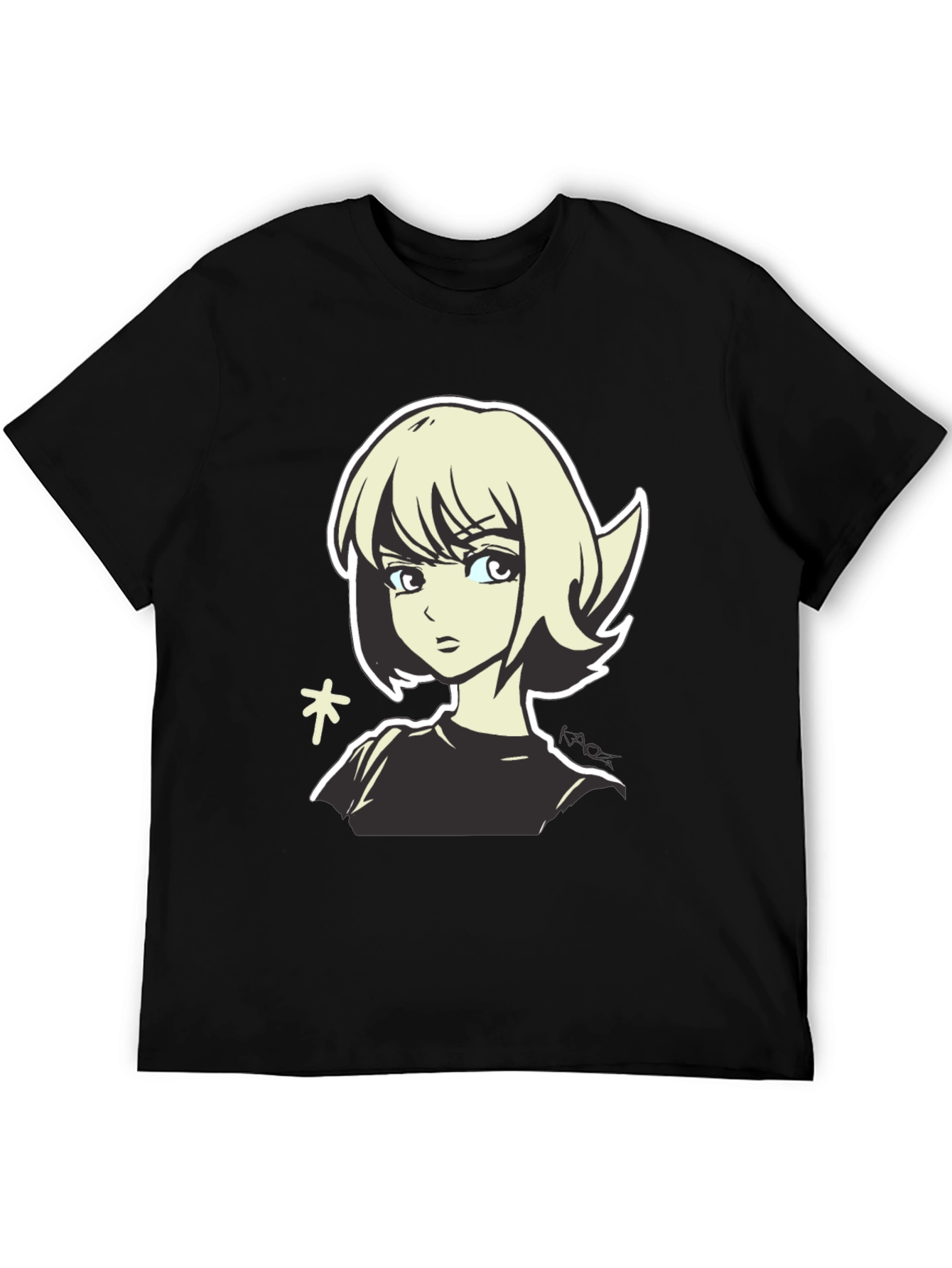 Anime Girl Graphic Tee - Casual Black T-Shirt