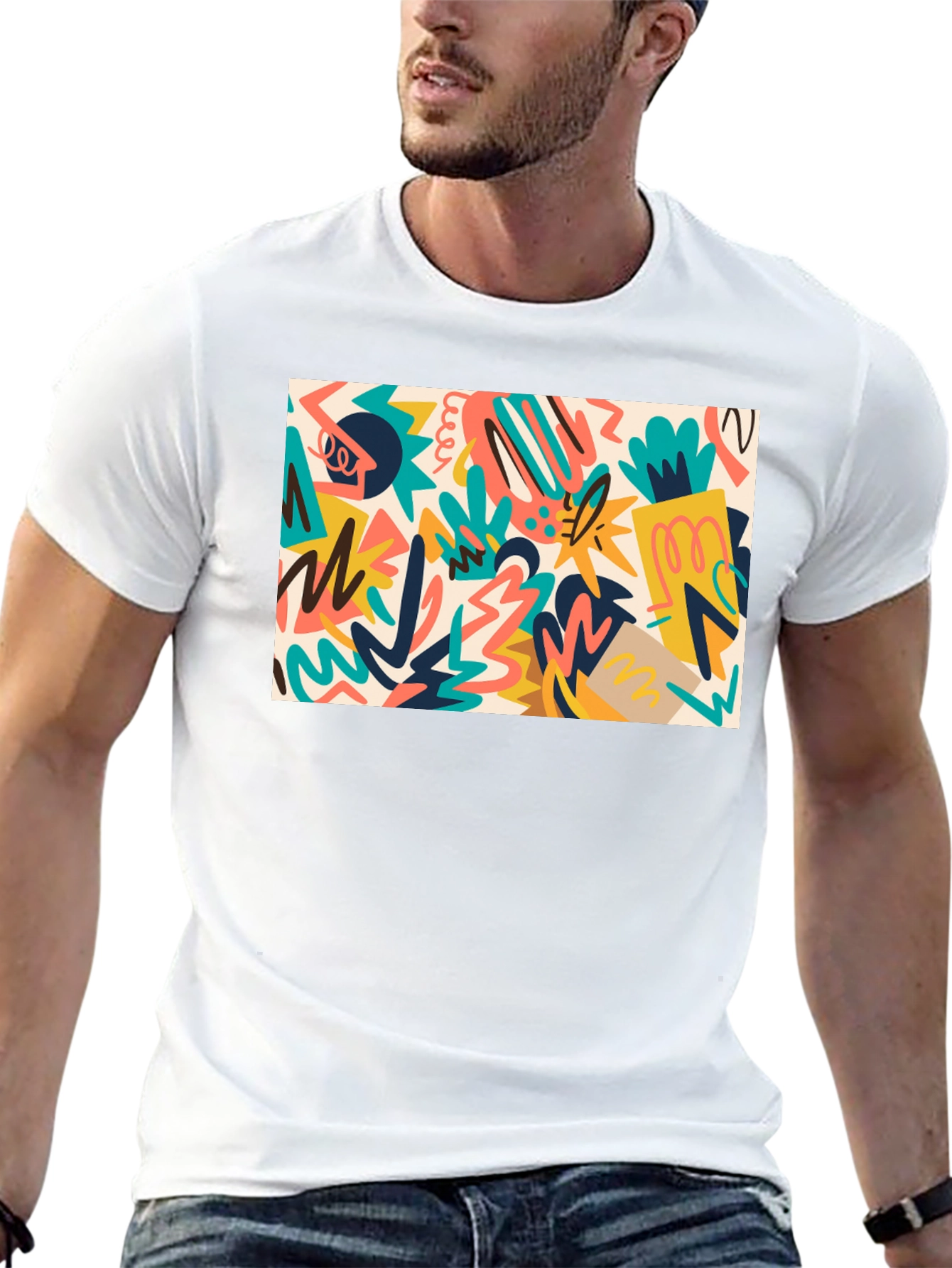 Abstract Graphic Print Black T-Shirt