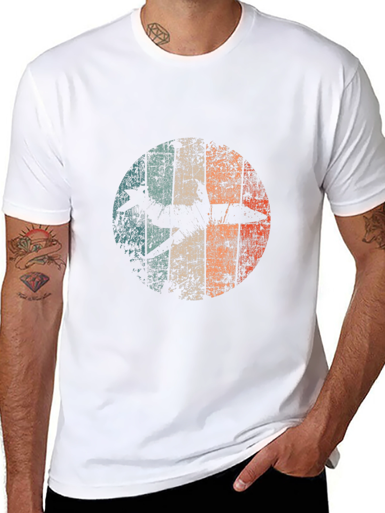 Retro Airplane Graphic Tee - Black Cotton Blend